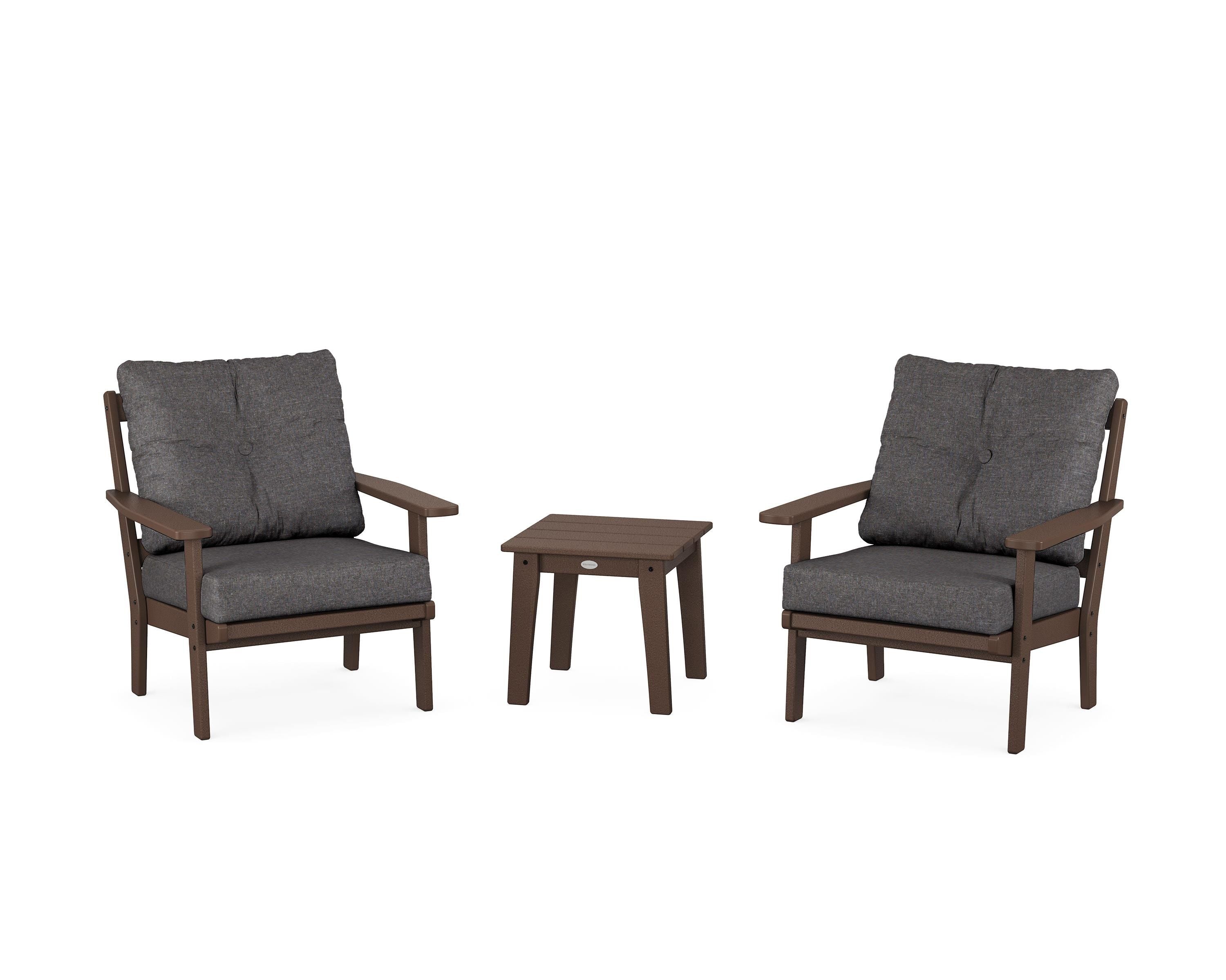POLYWOOD® Prairie 3-Piece Deep Seating Set in Mahogany / Ash Charcoal