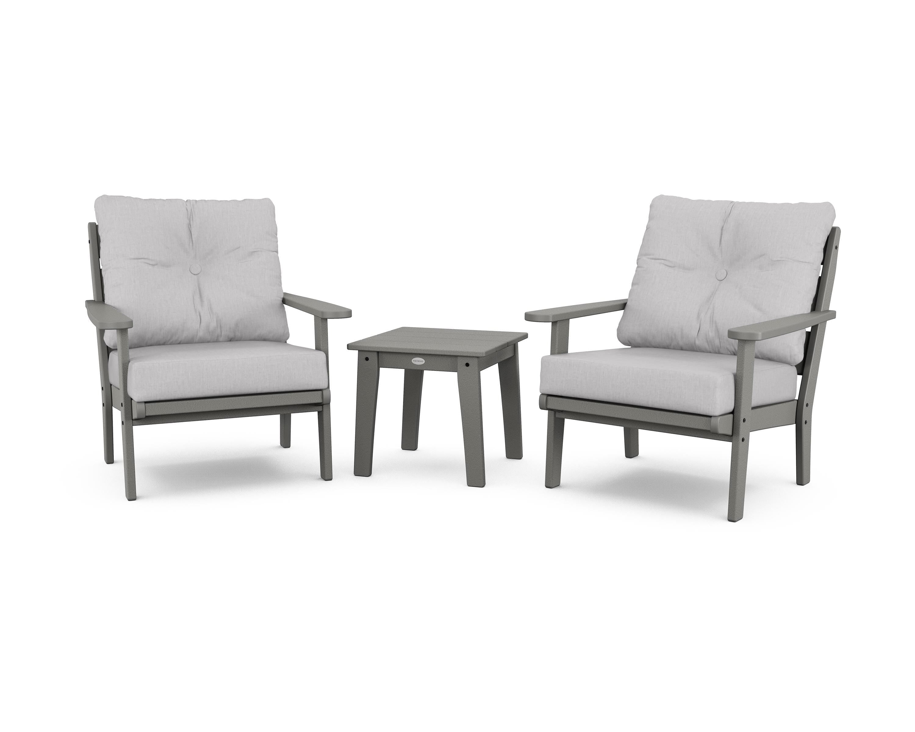 POLYWOOD® Lakeside 3-Piece Deep Seating Chair Set in Slate Grey / Granite