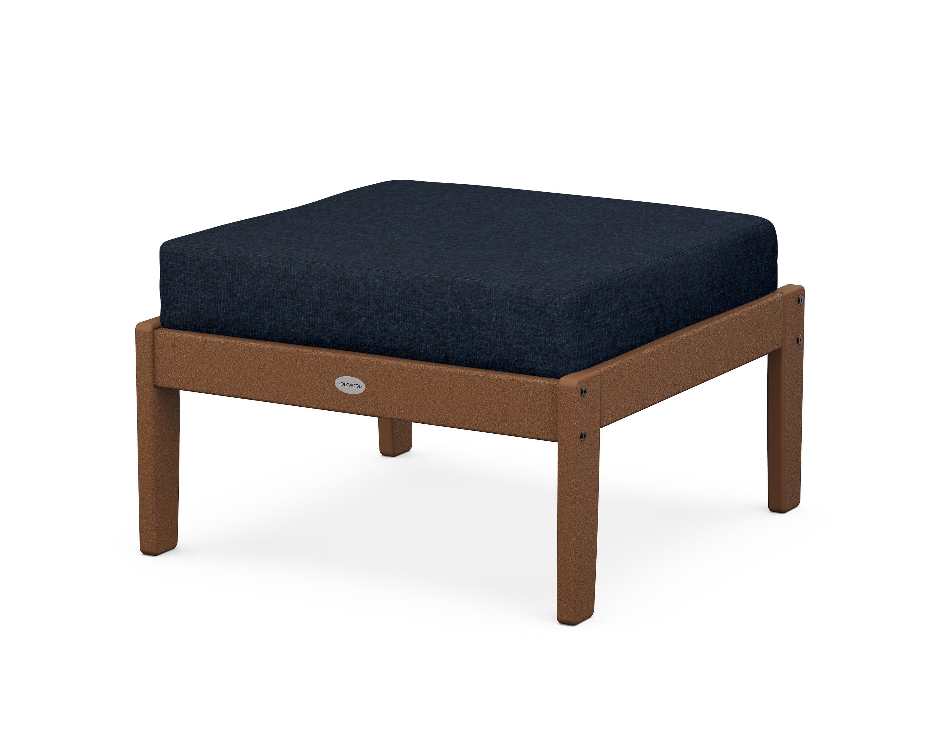 POLYWOOD® Braxton Deep Seating Ottoman in Teak / Marine Indigo