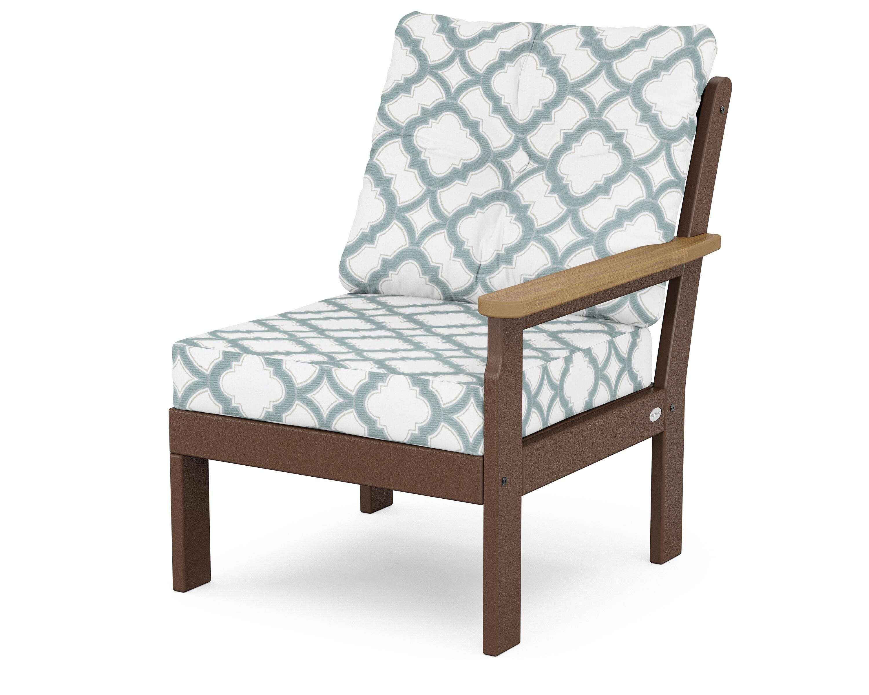 POLYWOOD® Vineyard Modular Right Arm Chair in Mahogany / Natural / Trellis Glacier Spa