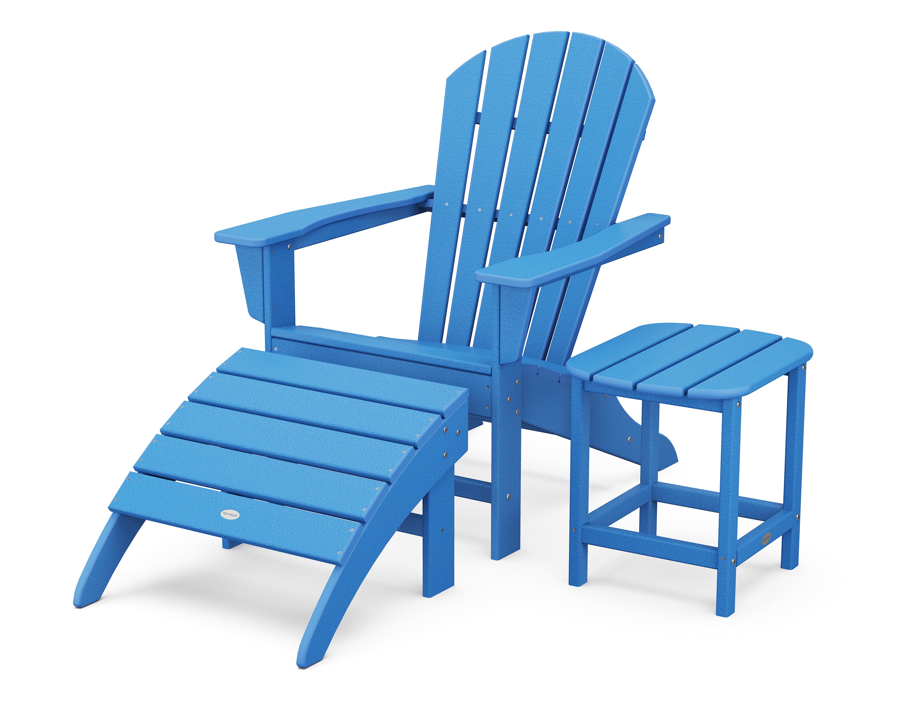 POLYWOOD® South Beach Adirondack 3-Piece Set in Pacific Blue