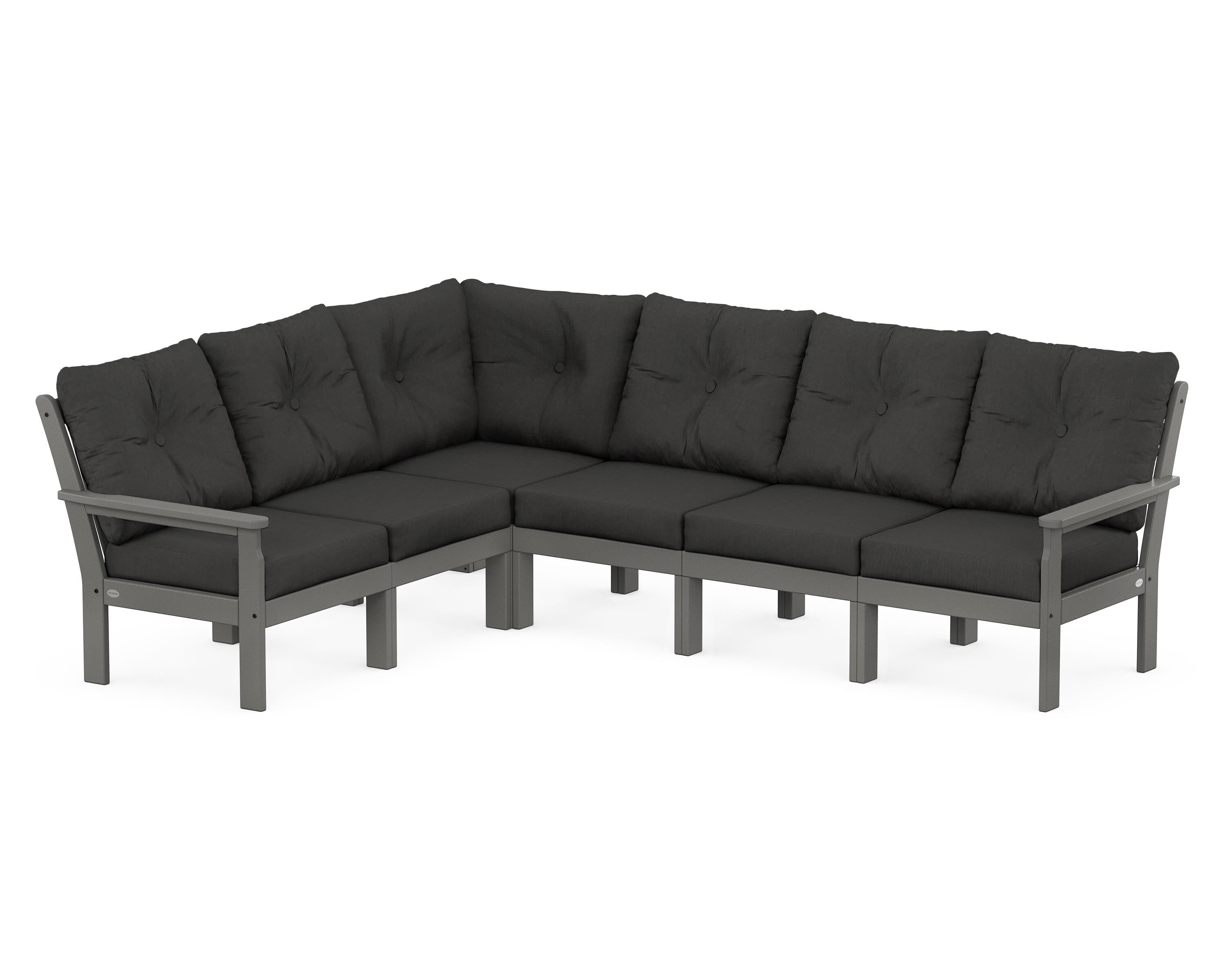 POLYWOOD® Vineyard 6-Piece Sectional in Slate Grey / Spectrum Carbon