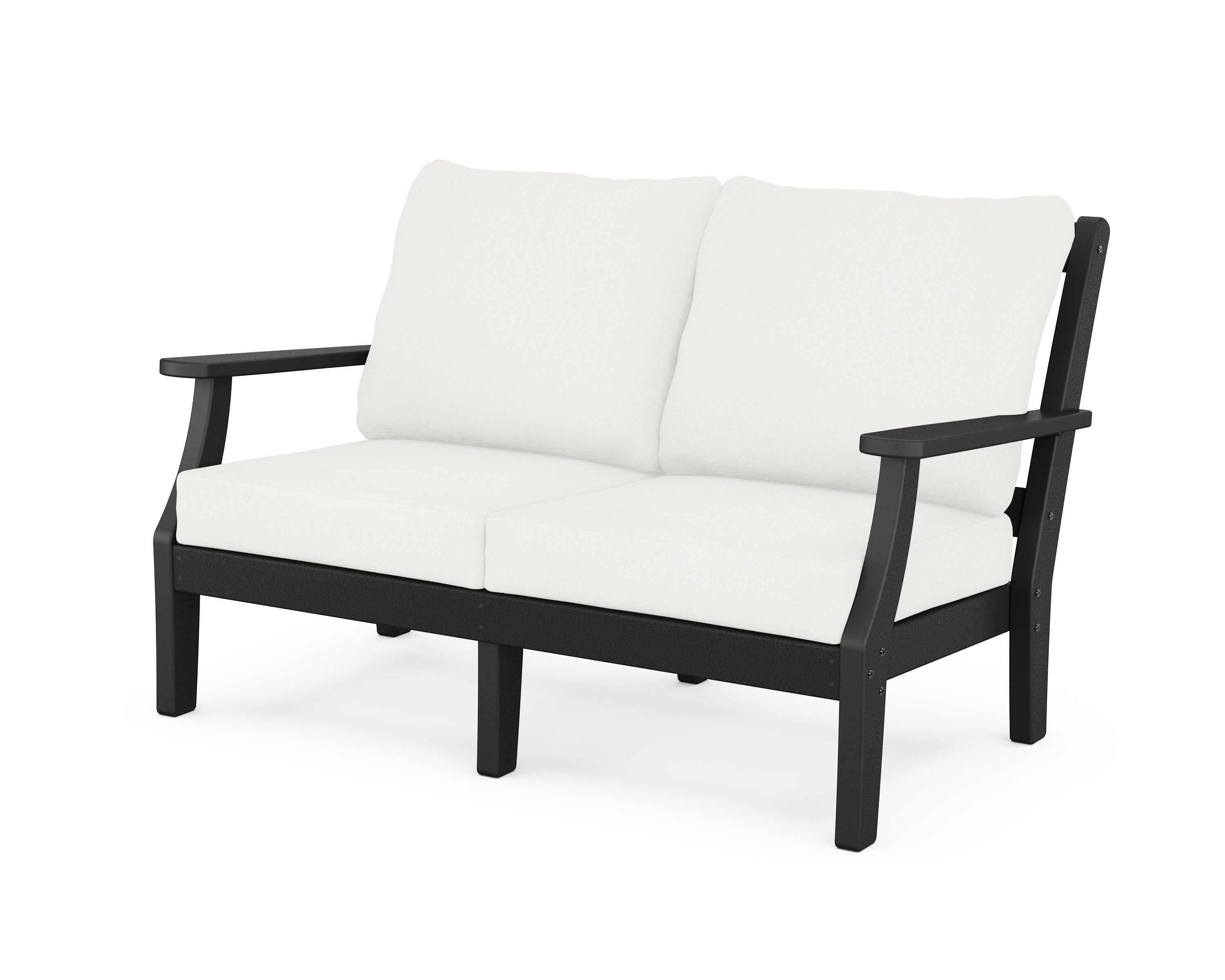 Martha Stewart by POLYWOOD® Chinoiserie Deep Seating Loveseat in Black / Natural Linen