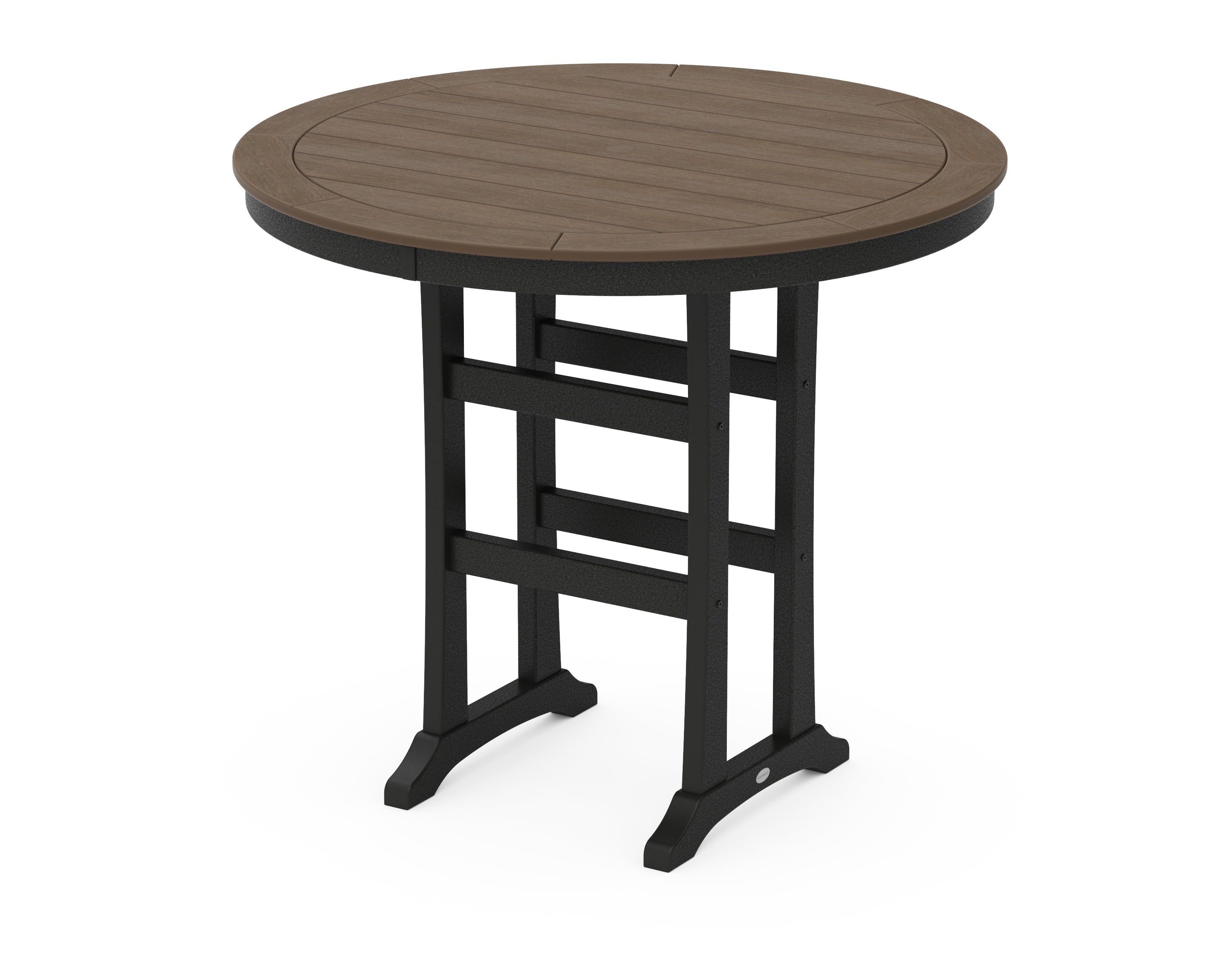 POLYWOOD® Nautical Trestle 48" Round Bar Table in Black / Kona