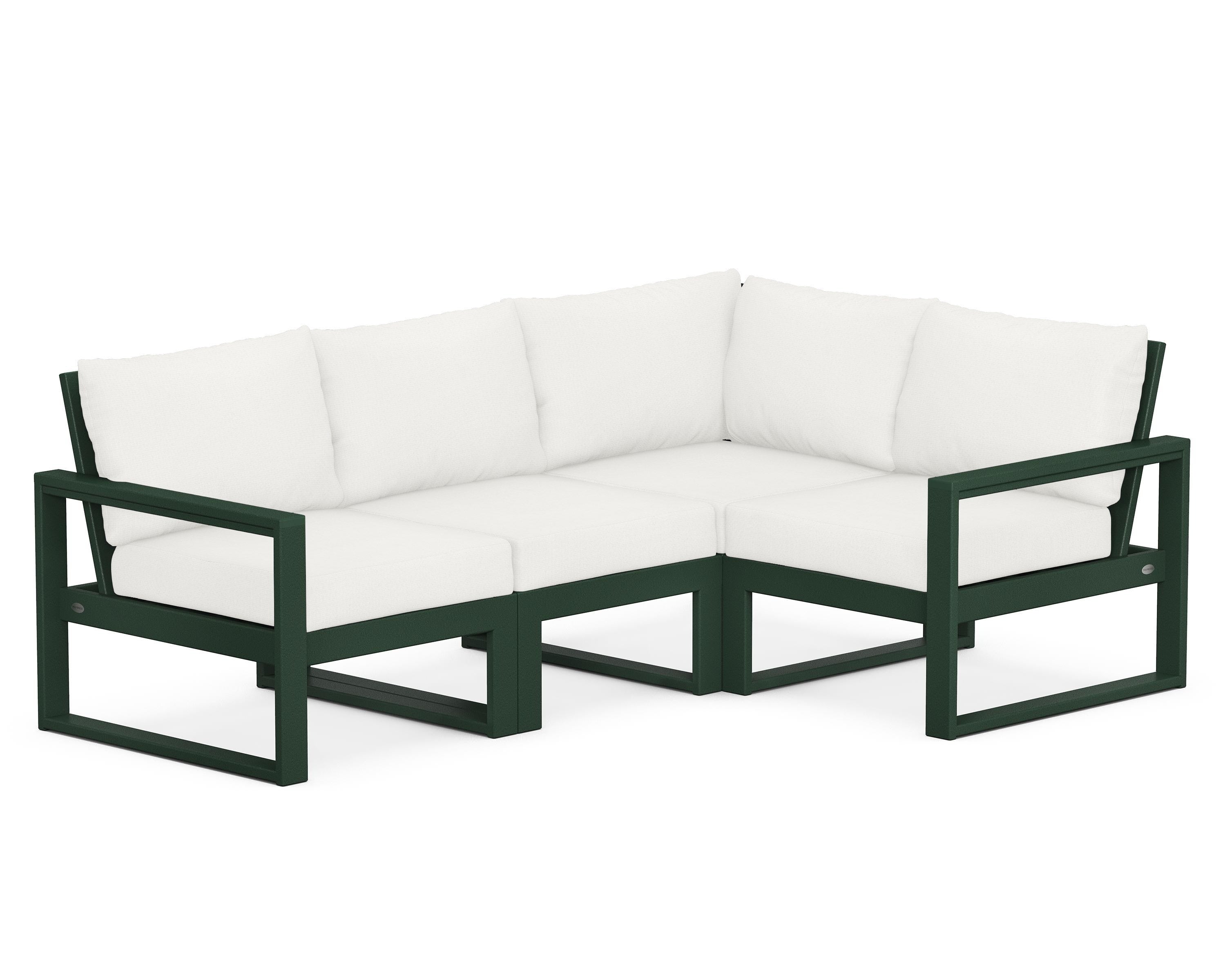 POLYWOOD® EDGE 4-Piece Modular Deep Seating Set in Green / Natural Linen