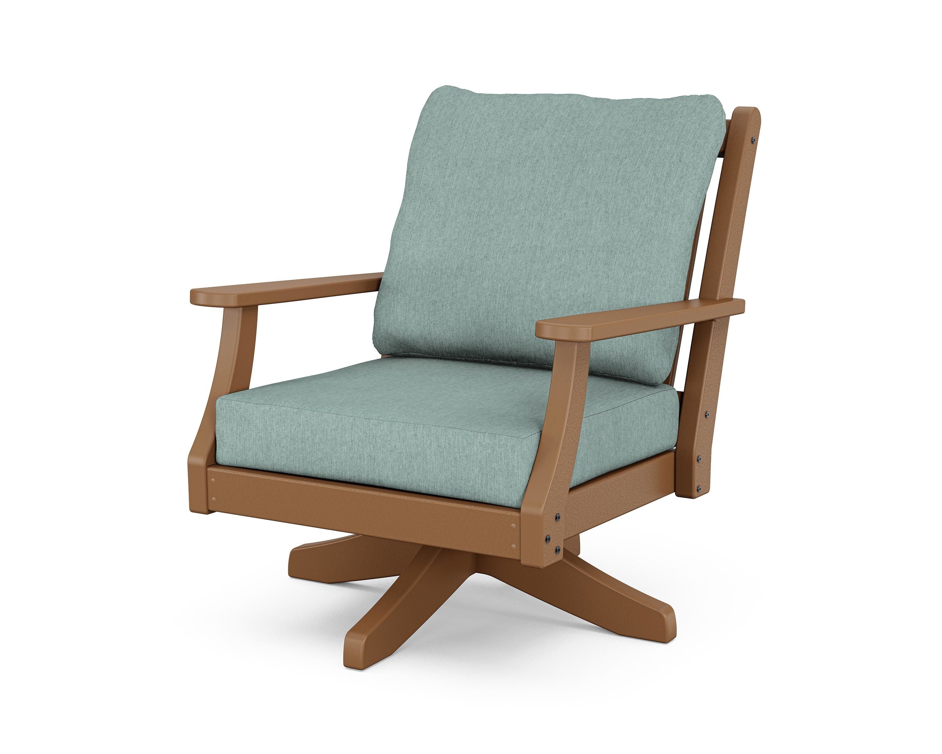 Country Living Wovendale Deep Seating Swivel Chair in Teak / Glacier Spa