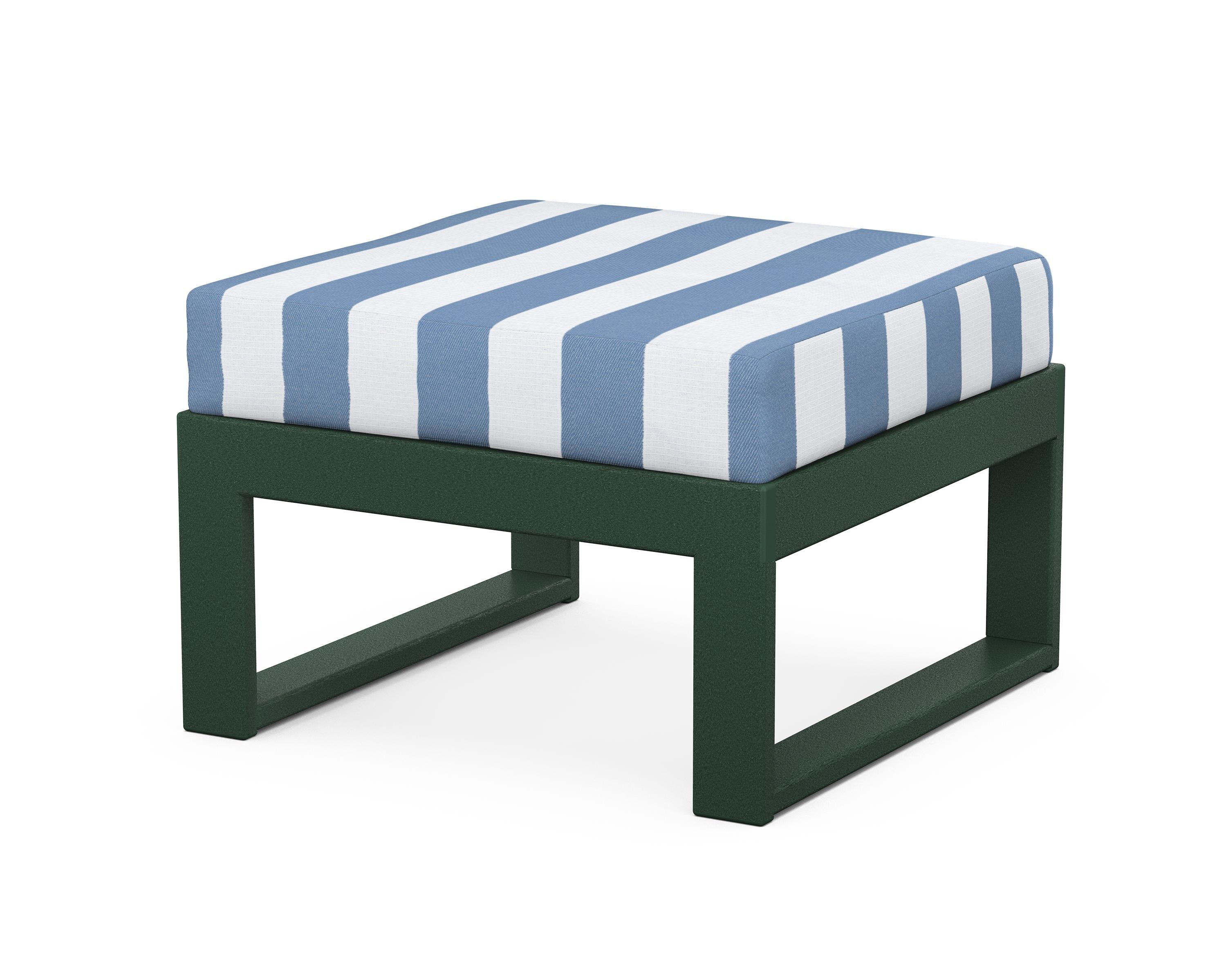 Unbranded Modular Ottoman - Modern in Green / Cabana Stripe Sky Blue