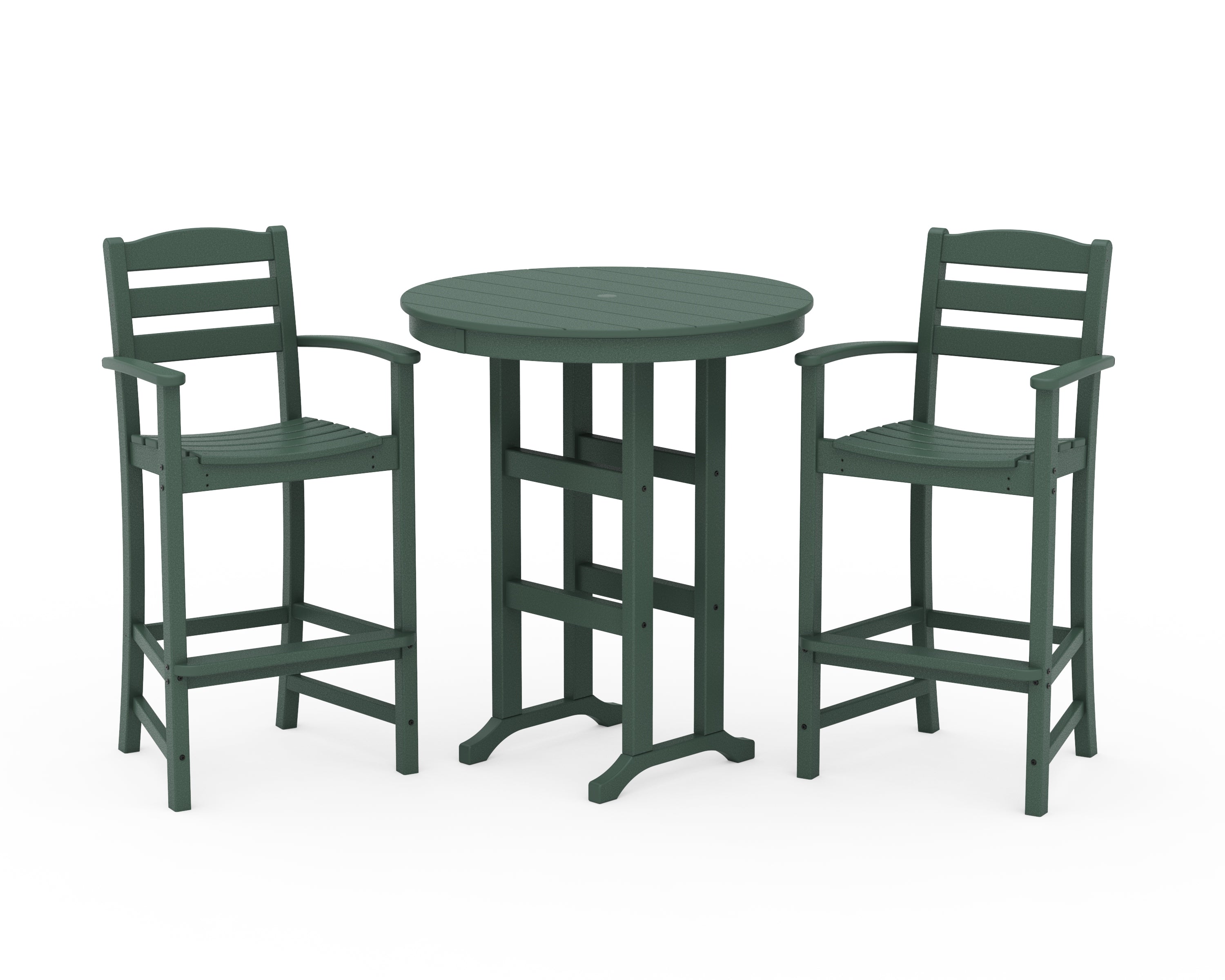 POLYWOOD® La Casa Café 3-Piece Round Farmhouse Bar Set in Green