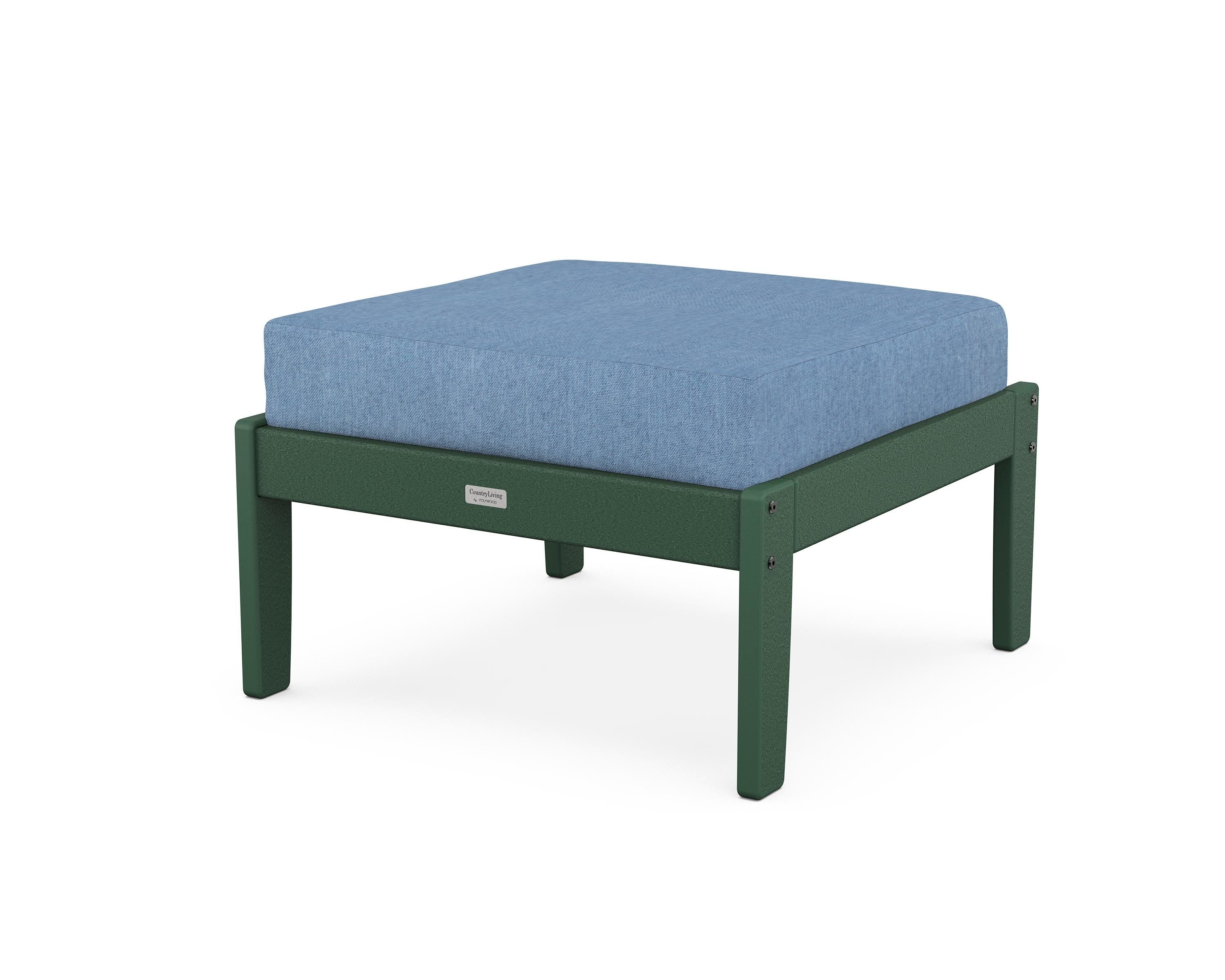 Country Living Cottage Deep Seating Ottoman in Green / Sky Blue