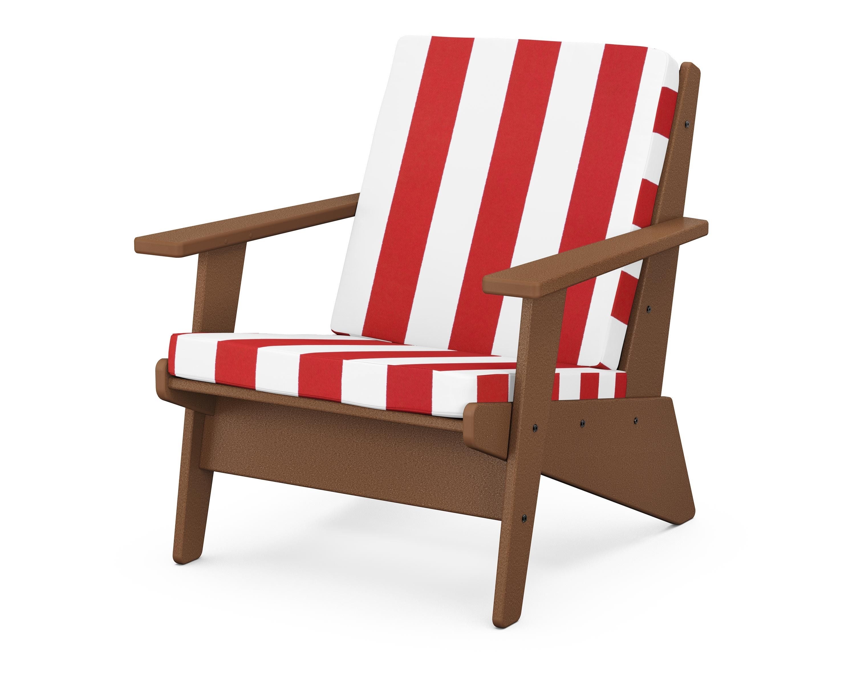 POLYWOOD® Riviera Modern Lounge Chair in Teak / Cabana Stripe Crimson