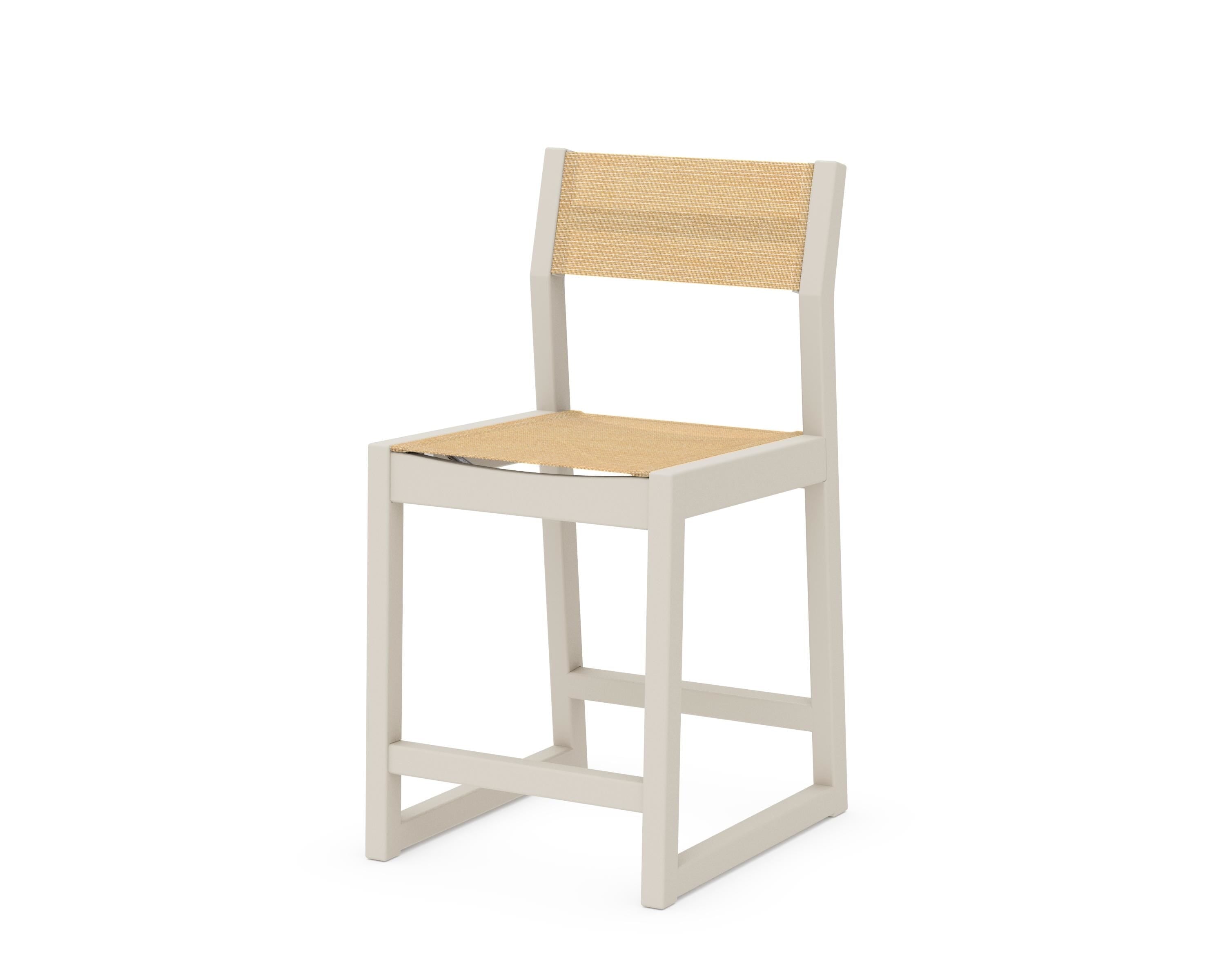 POLYWOOD® EDGE Sling Counter Side Chair in Sand / Dupioni Apricot Sling