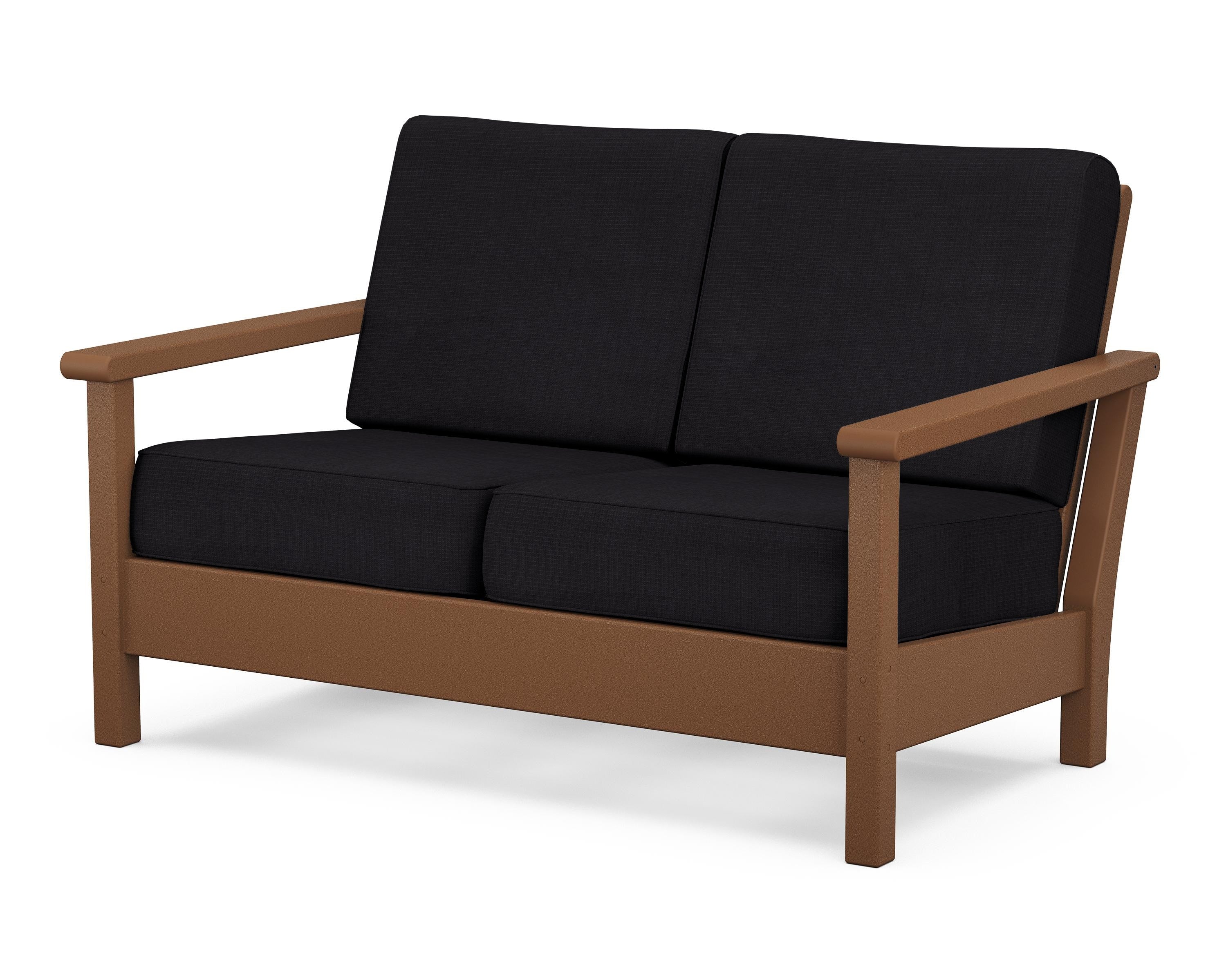 POLYWOOD® Harbour Deep Seating Loveseat in Teak / Midnight Linen