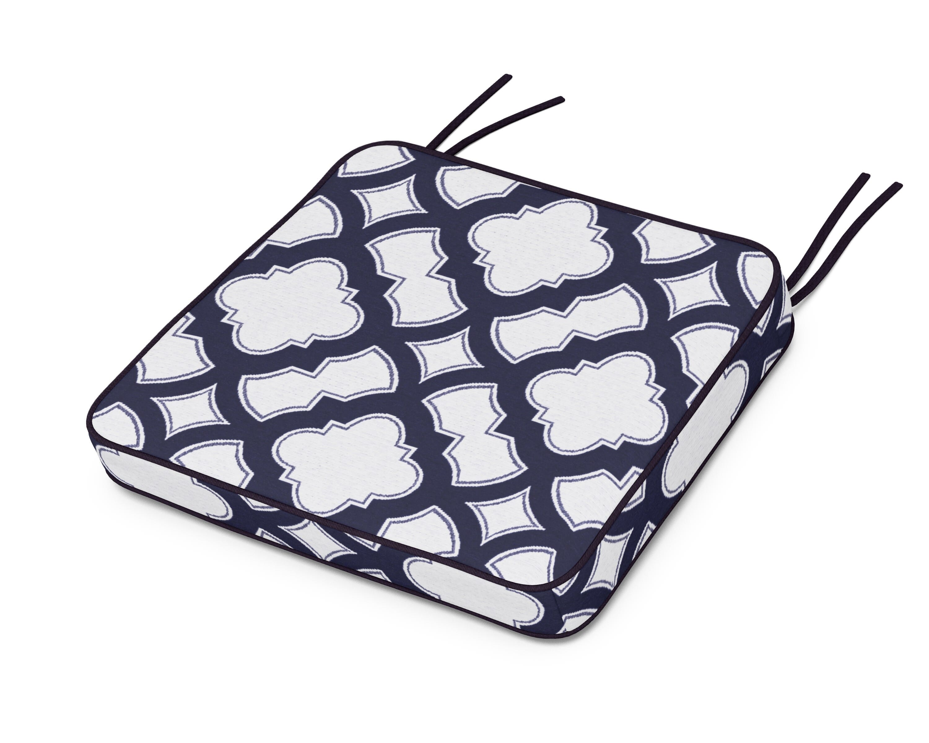 Martha Stewart by POLYWOOD® Chinoiserie Arm Chair Seat Cushion in Trellis Navy