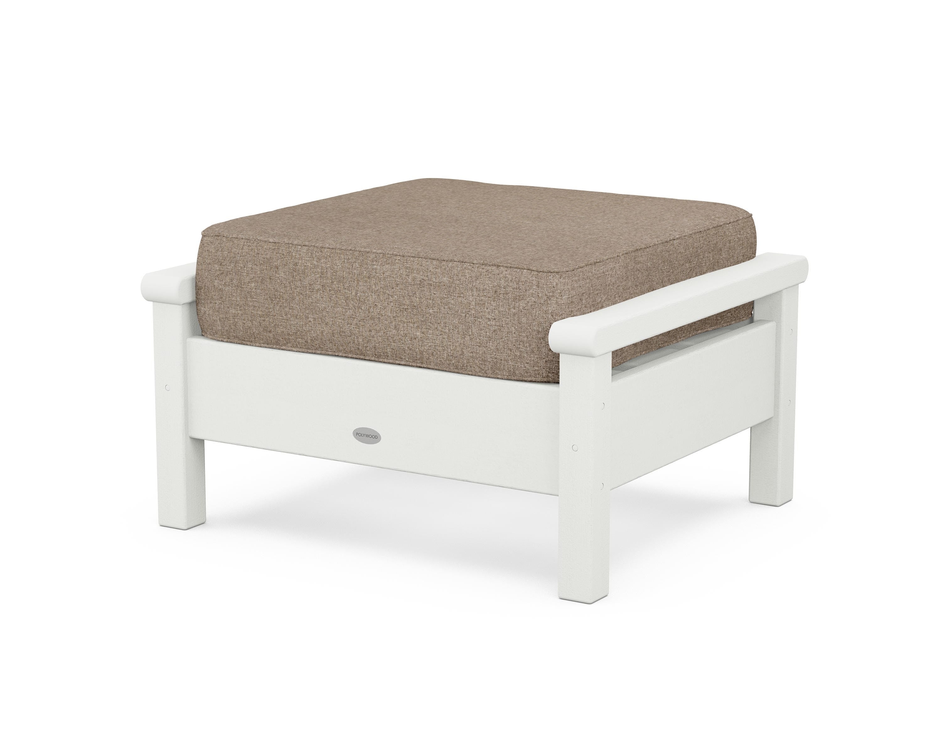 POLYWOOD® Harbour Deep Seating Ottoman in Vintage White / Spiced Burlap