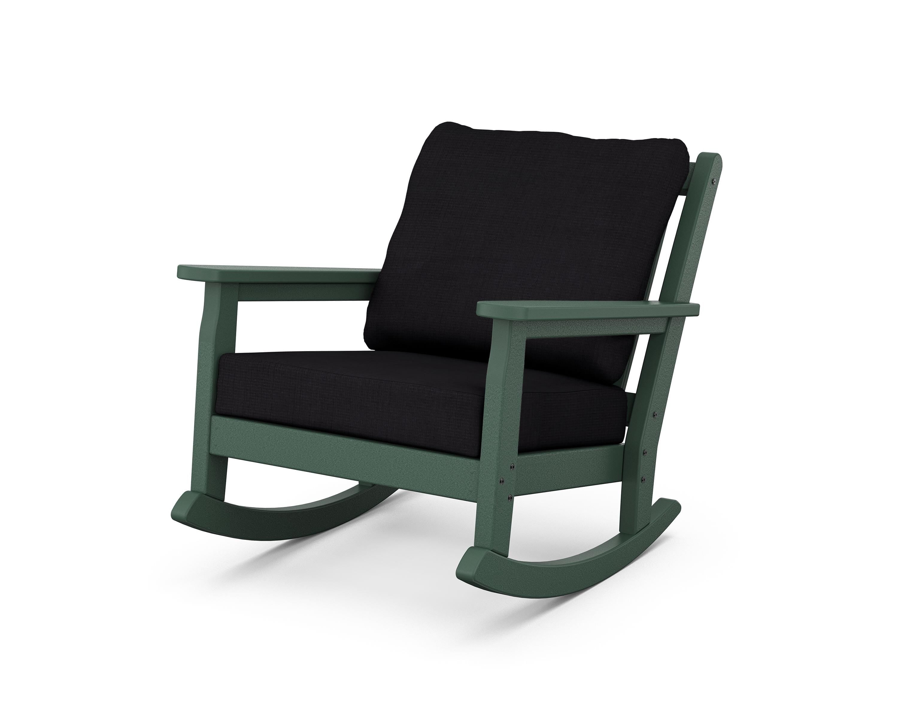 POLYWOOD® Chippendale Deep Seating Rocking Chair in Green / Midnight Linen
