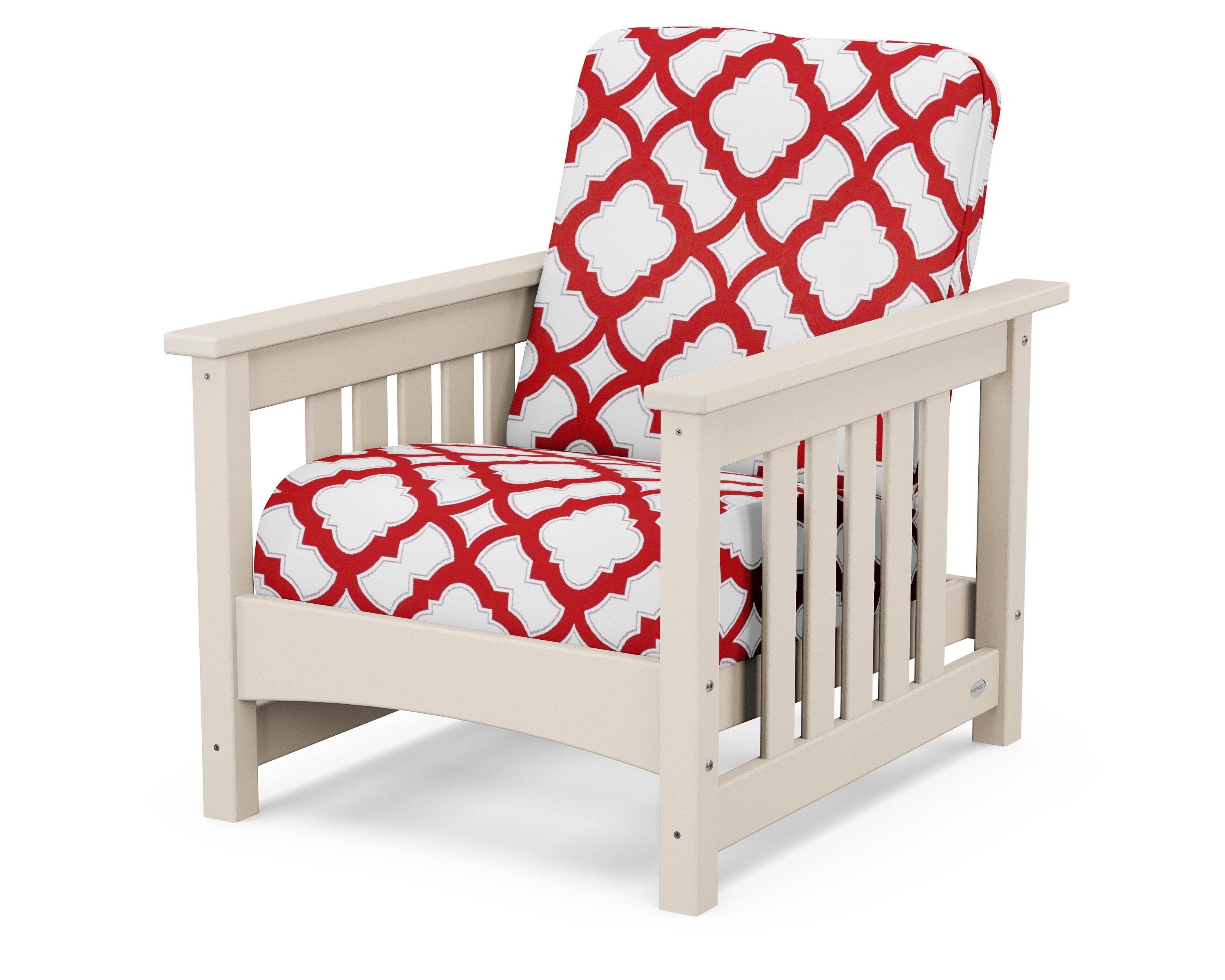 POLYWOOD® Club Mission Chair in Sand / Trellis Crimson