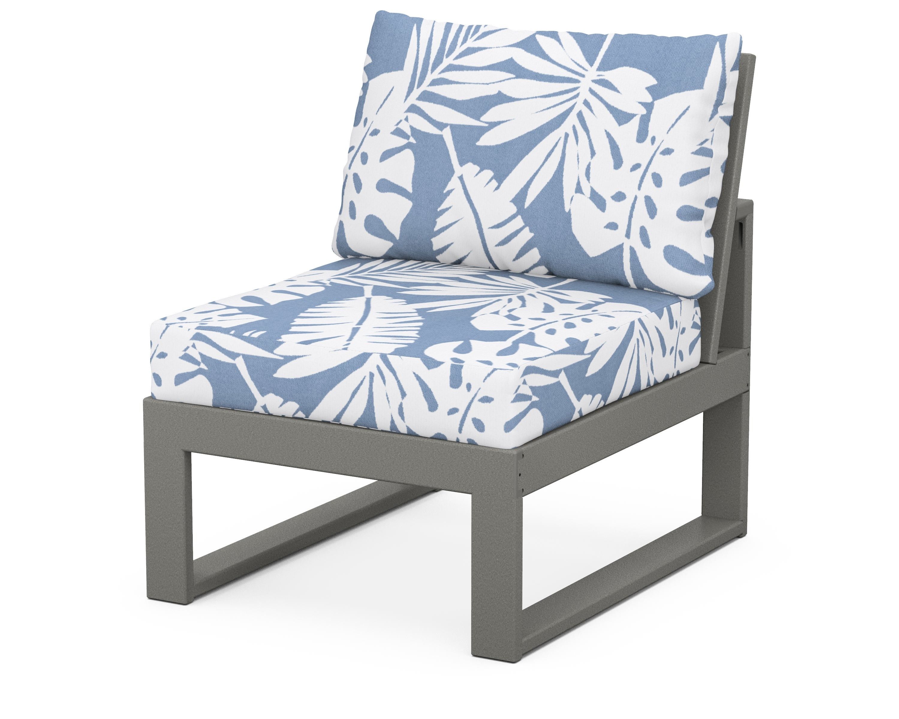 Unbranded Modular Armless Chair in Slate Grey / Leaf Sky Blue