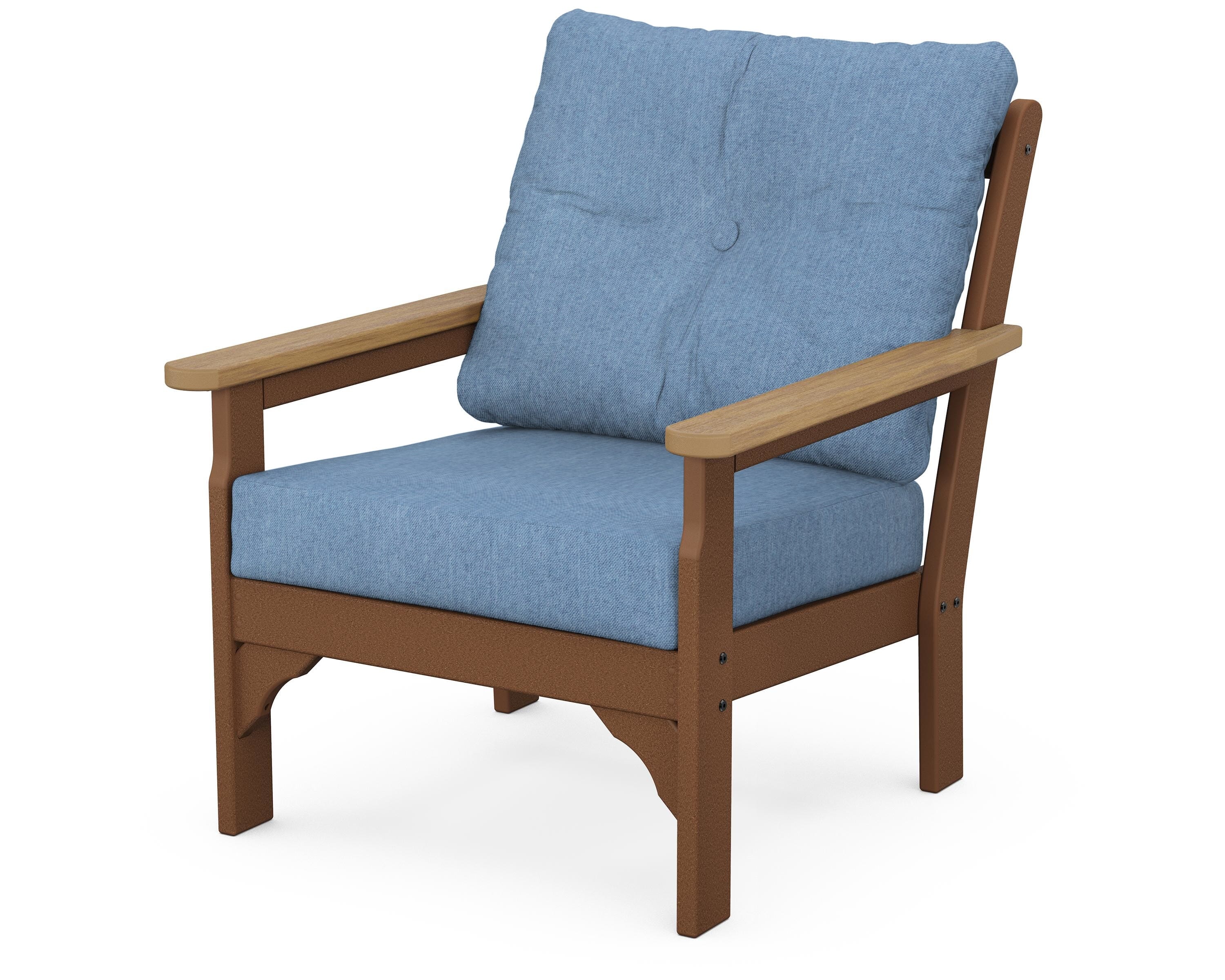 POLYWOOD® Vineyard Deep Seating Chair in Teak / Natural / Sky Blue