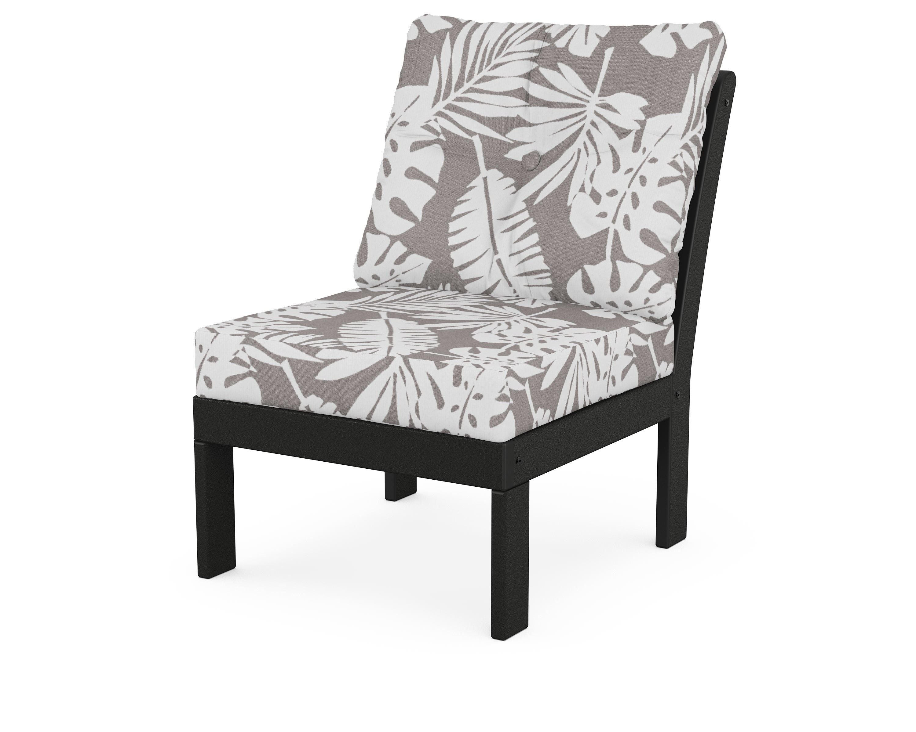 POLYWOOD® Vineyard Modular Armless Chair in Black / Leaf Grey Mist