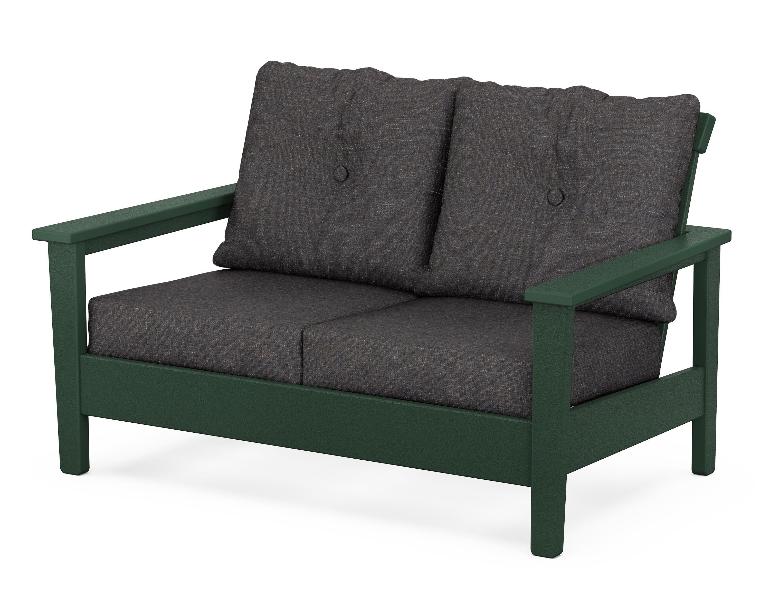 POLYWOOD® Prescott Deep Seating Loveseat in Green / Ash Charcoal
