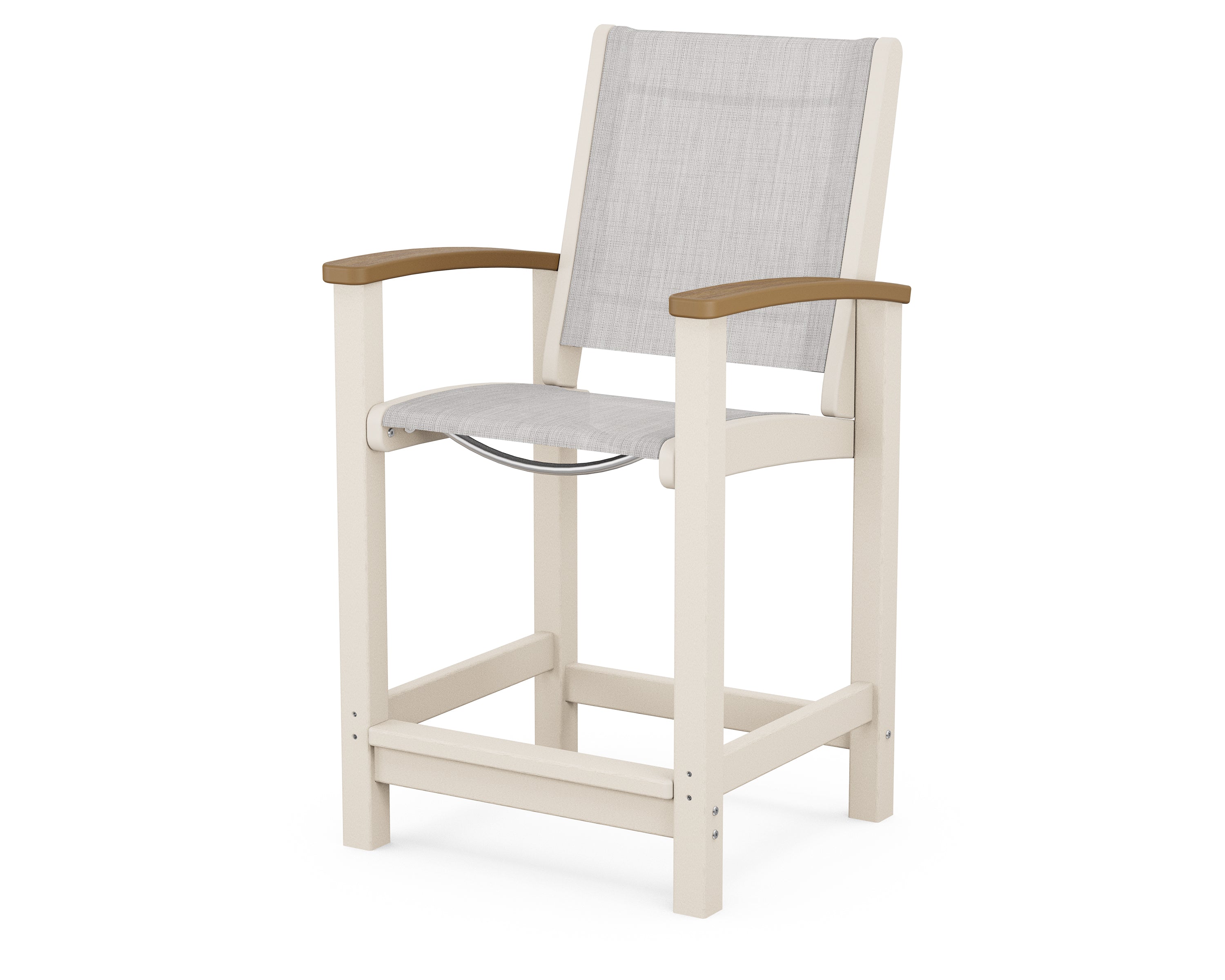 POLYWOOD® Coastal Counter Chair in Sand / Natural / Parchment Sling