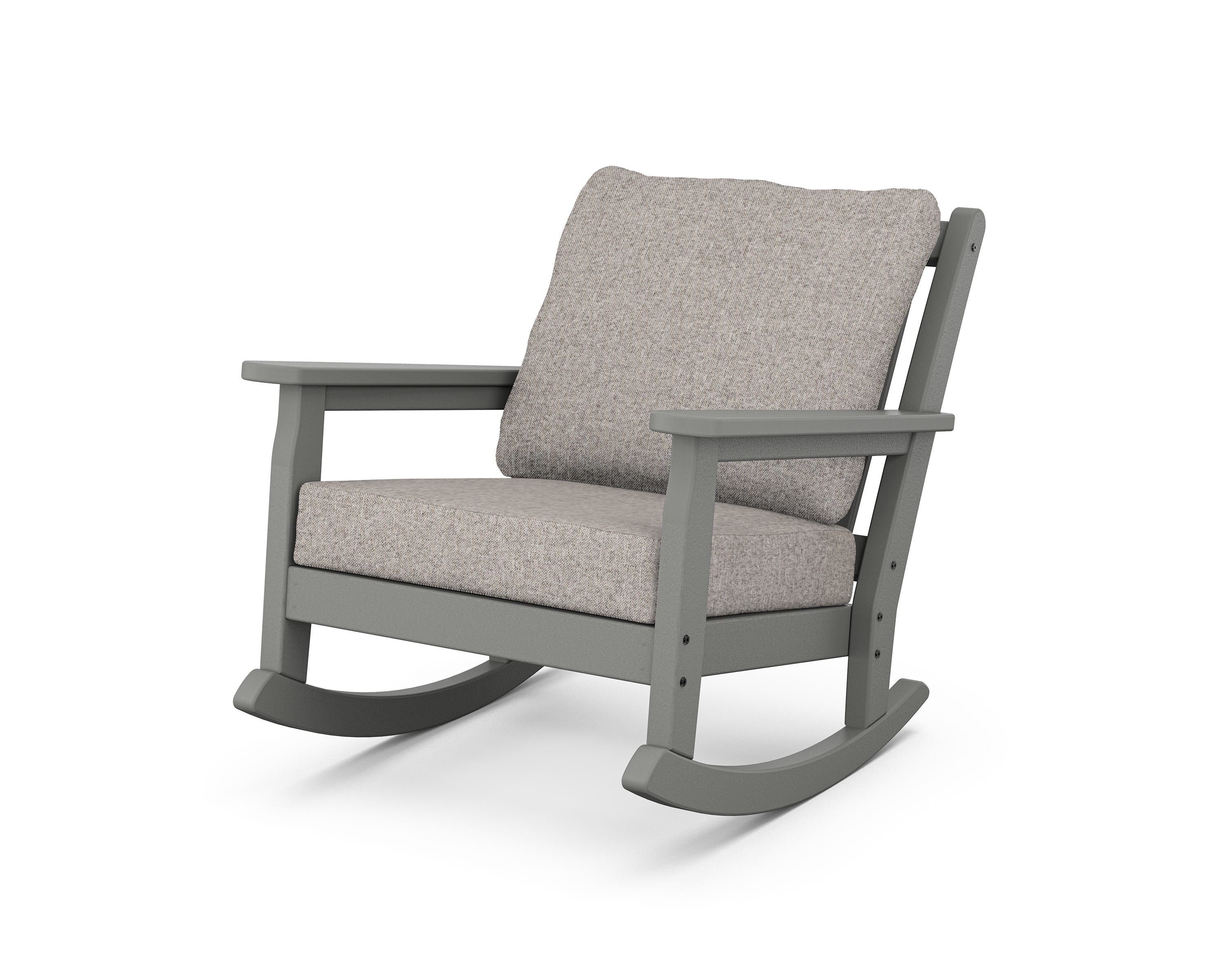 POLYWOOD® Chippendale Deep Seating Rocking Chair in Slate Grey / Weathered Tweed
