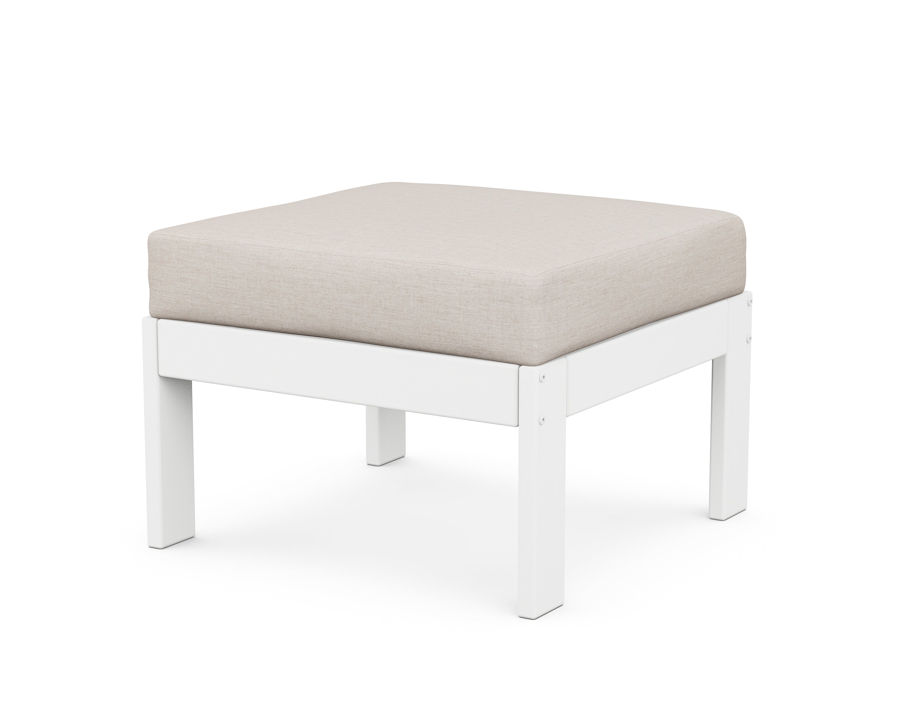 POLYWOOD® Vineyard Modular Ottoman in White / Cast Ash
