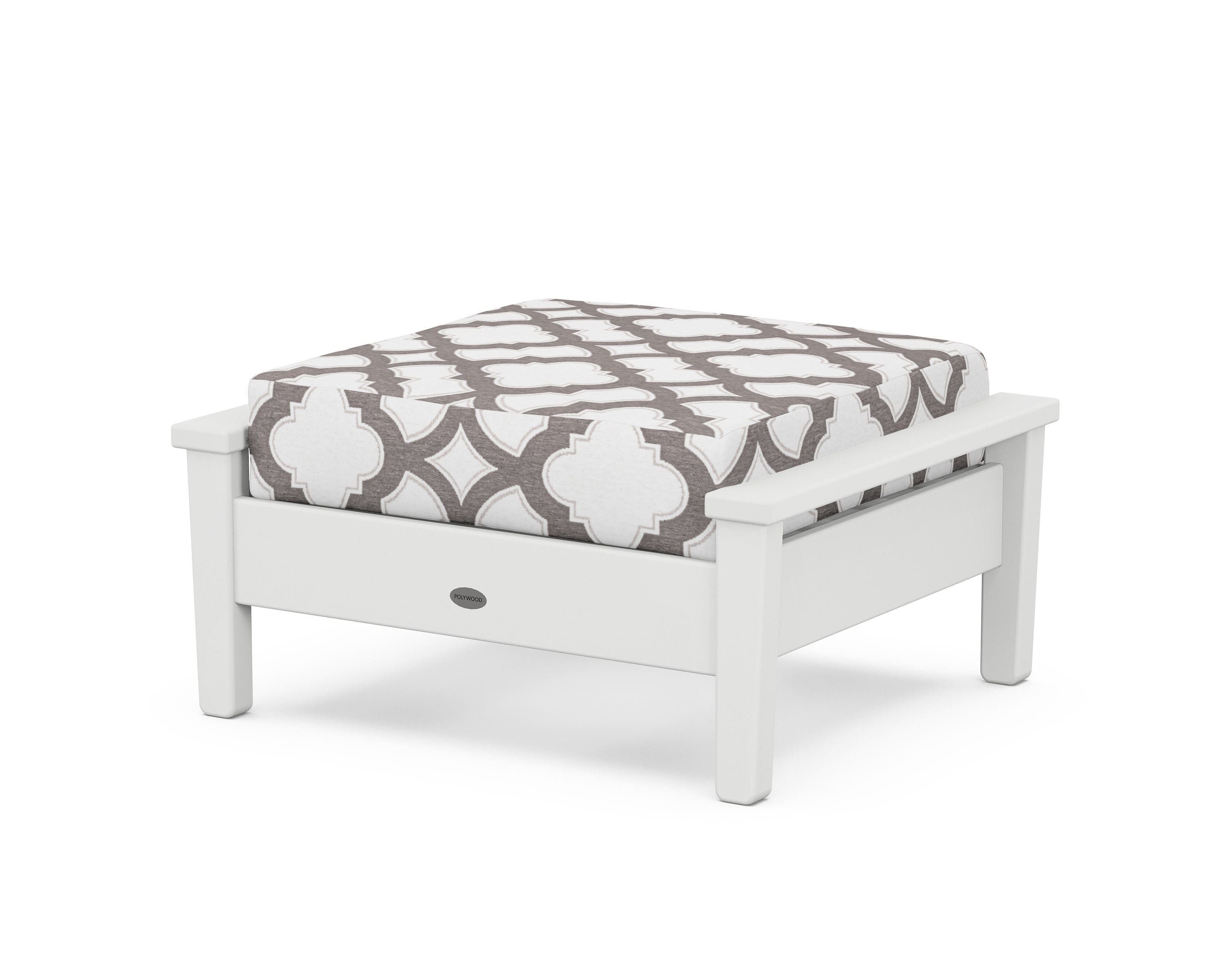 POLYWOOD® Prescott Deep Seating Ottoman in White / Trellis Grey Mist