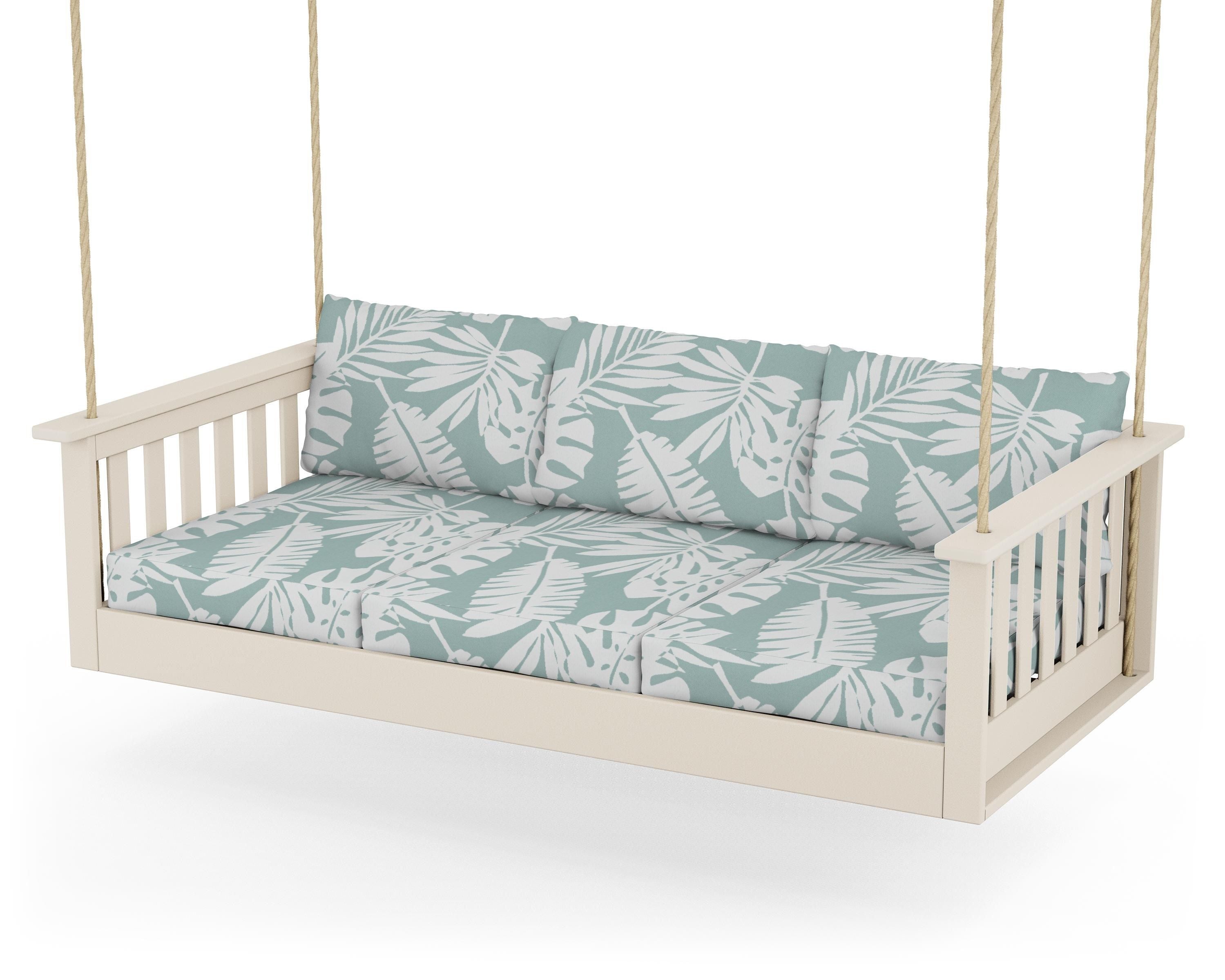 POLYWOOD® Vineyard Daybed Swing in Sand / Leaf Glacier Spa