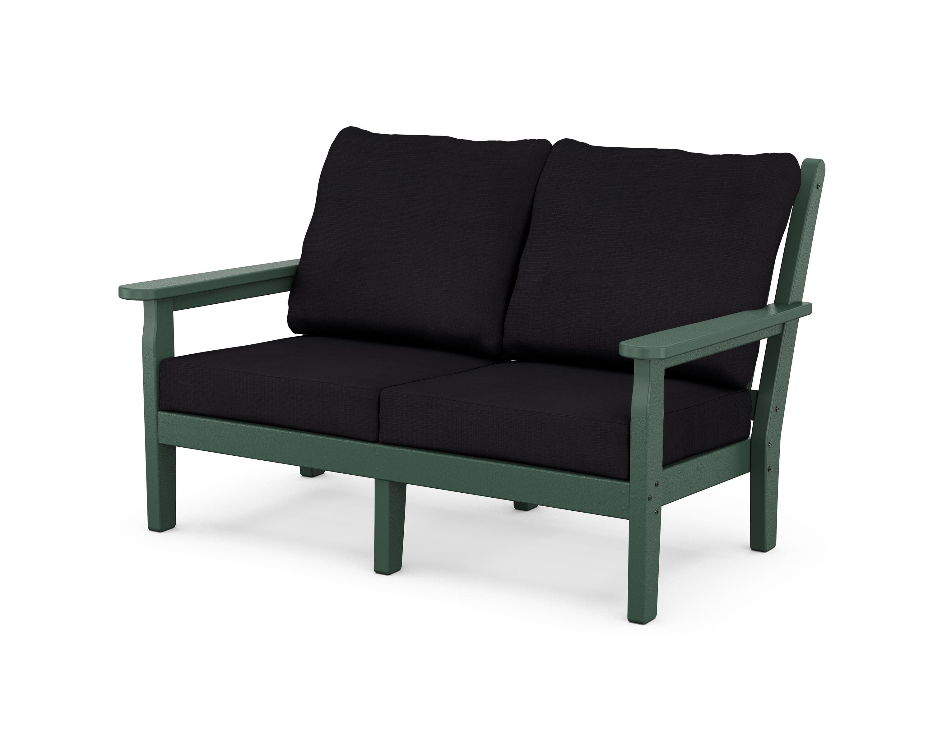 POLYWOOD® Chippendale Deep Seating Loveseat in Green / Midnight Linen