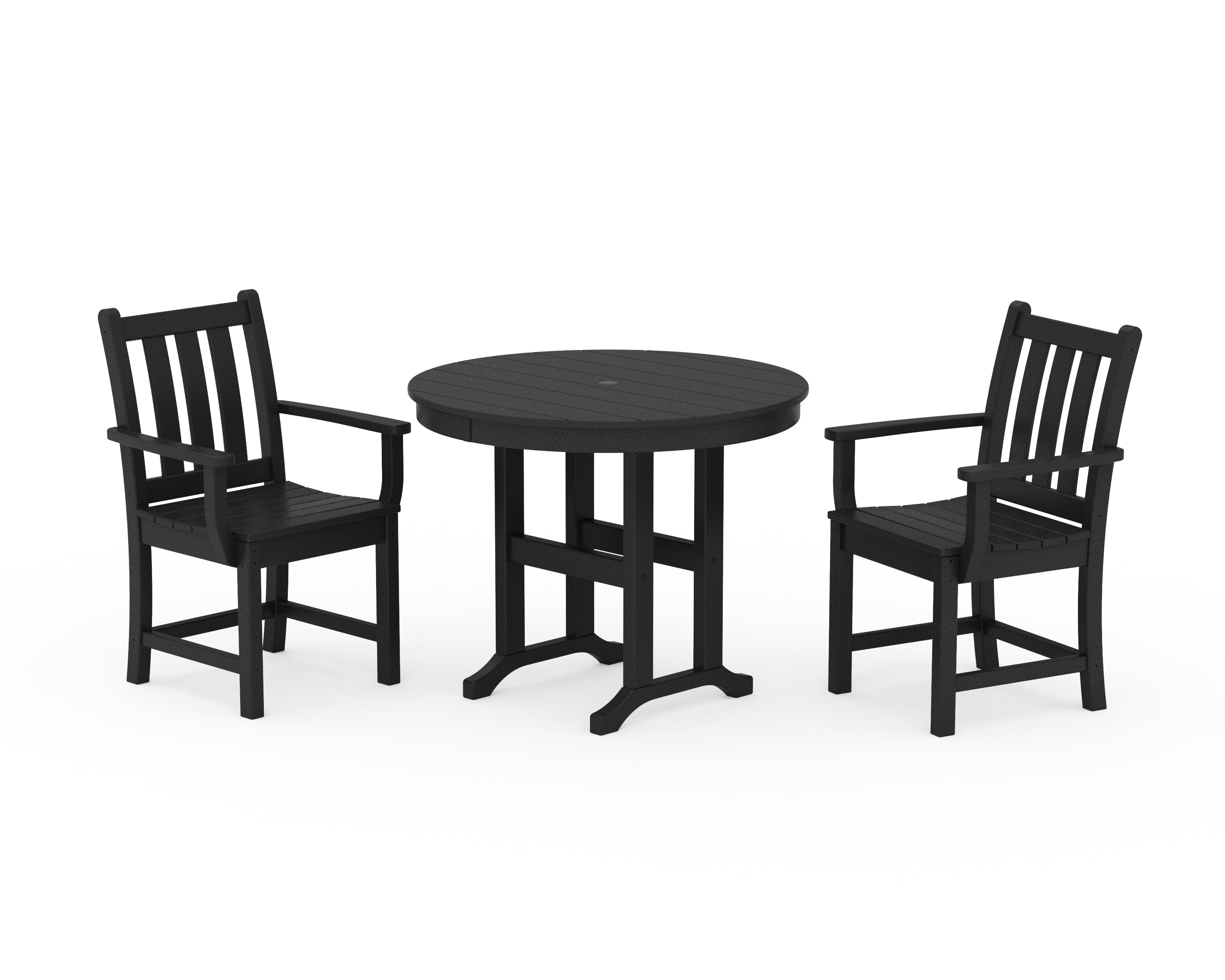 POLYWOOD® Traditional Garden 3-Piece Round Dining Set in Black