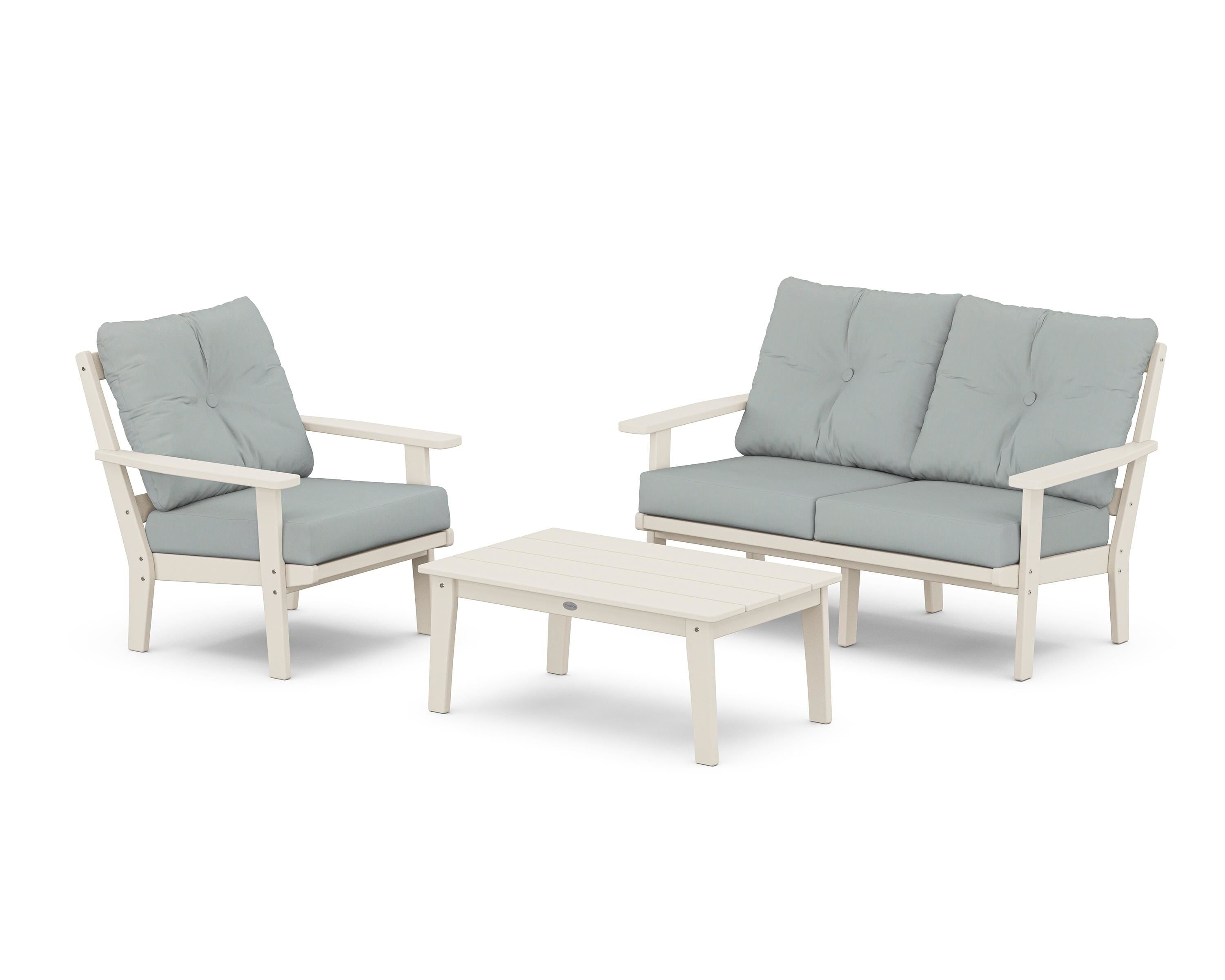 POLYWOOD® Prairie 3-Piece Deep Seating Set with Loveseat in Sand / Spa