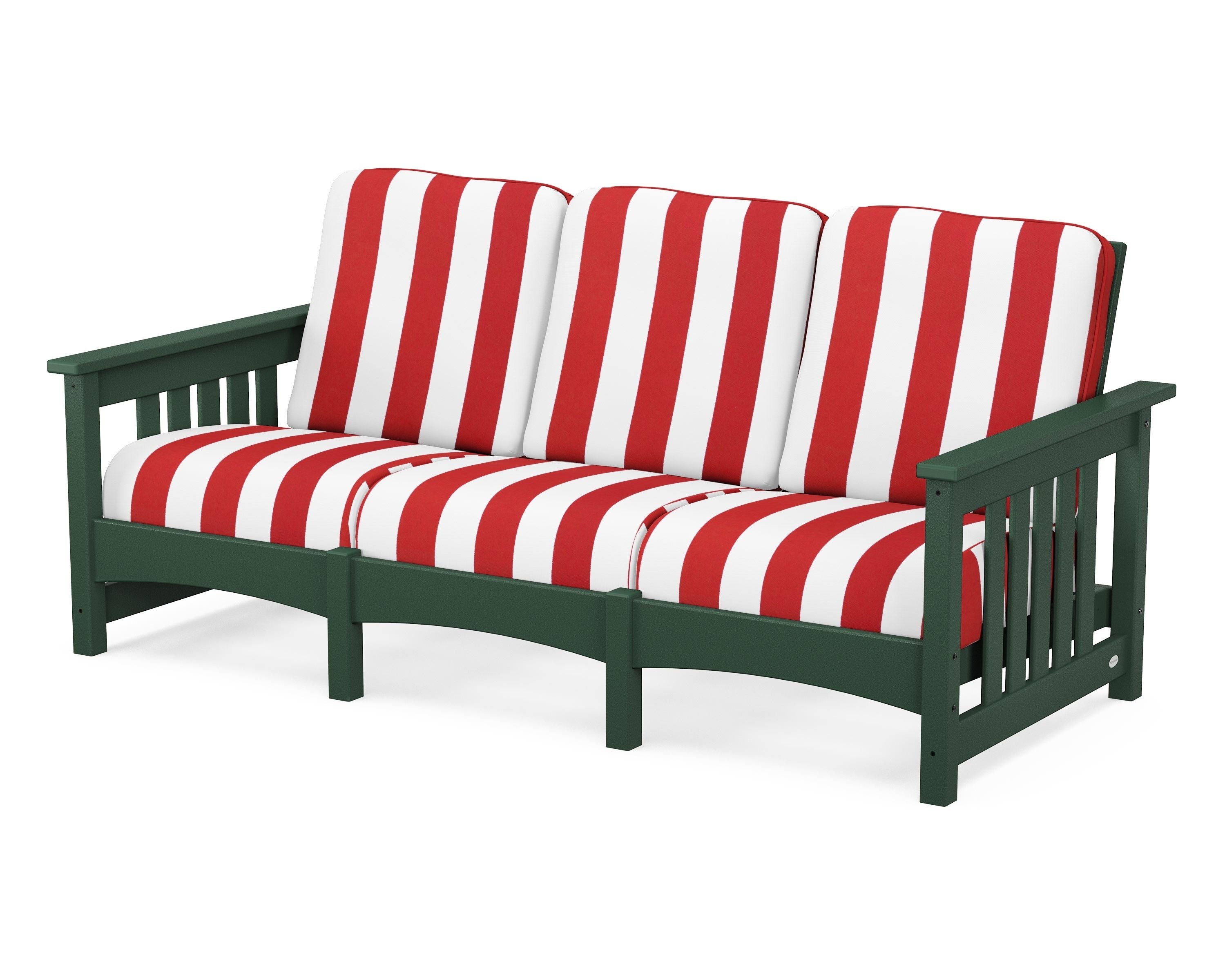 POLYWOOD® Club Mission Sofa in Green / Cabana Stripe Crimson
