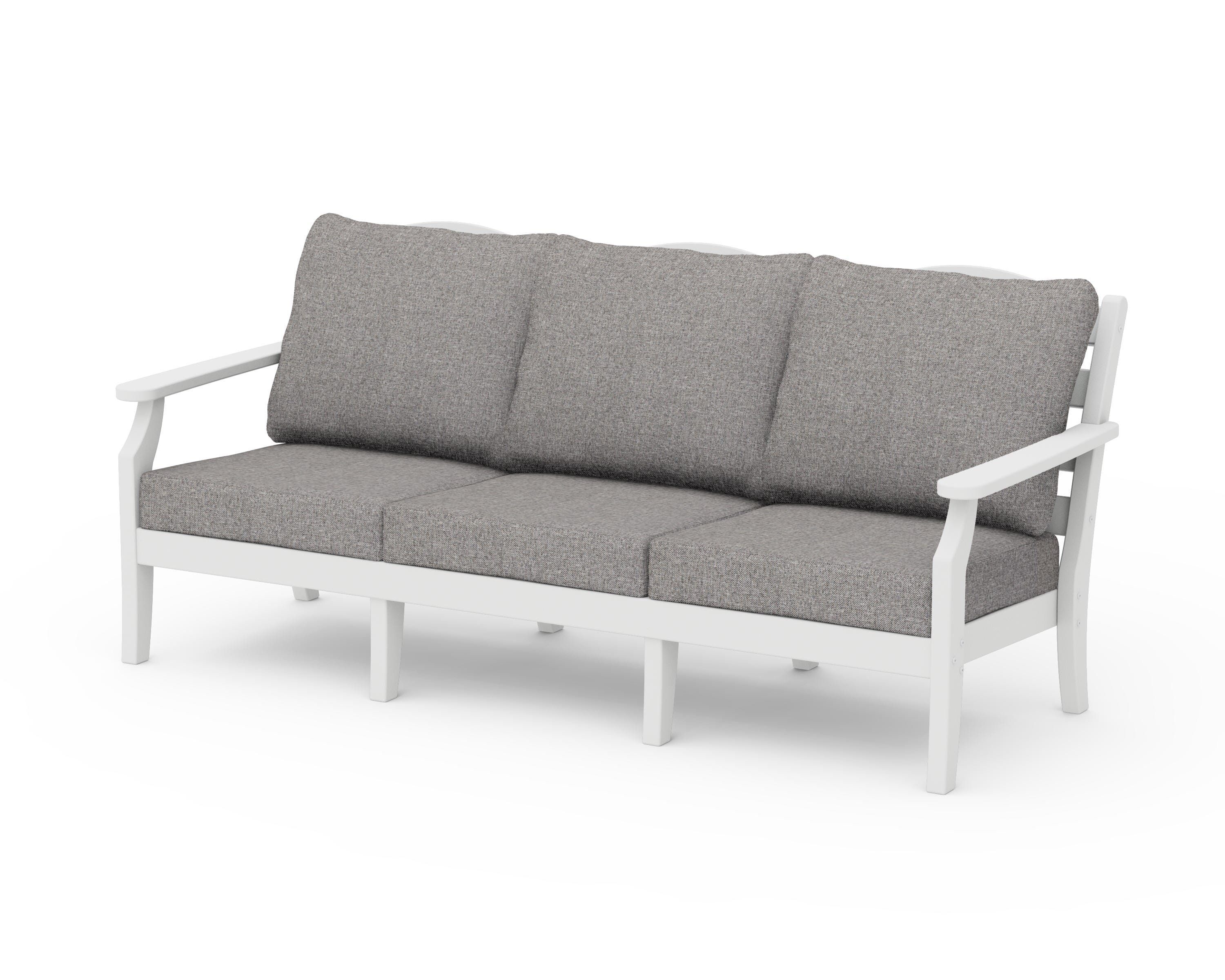 Draper James™ by POLYWOOD® Savannah Deep Seating Sofa in White / Grey Mist
