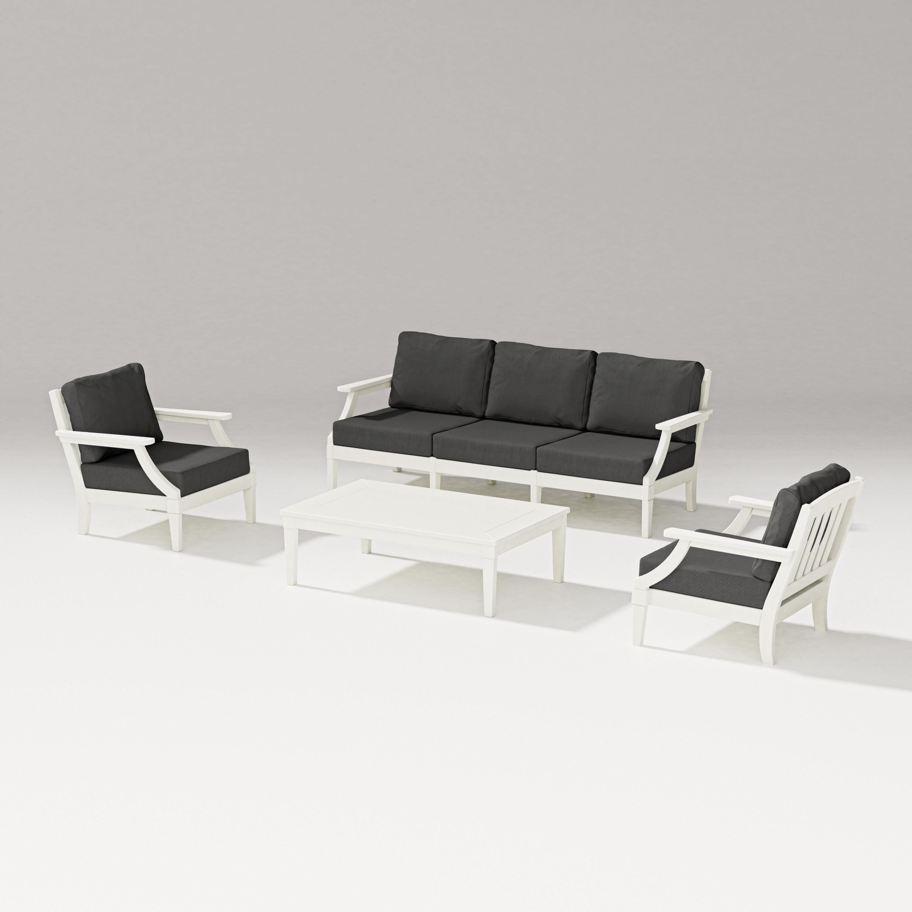 PW Designer Series Estate 4-Piece Lounge Sofa Set in Vintage White / Spectrum Carbon