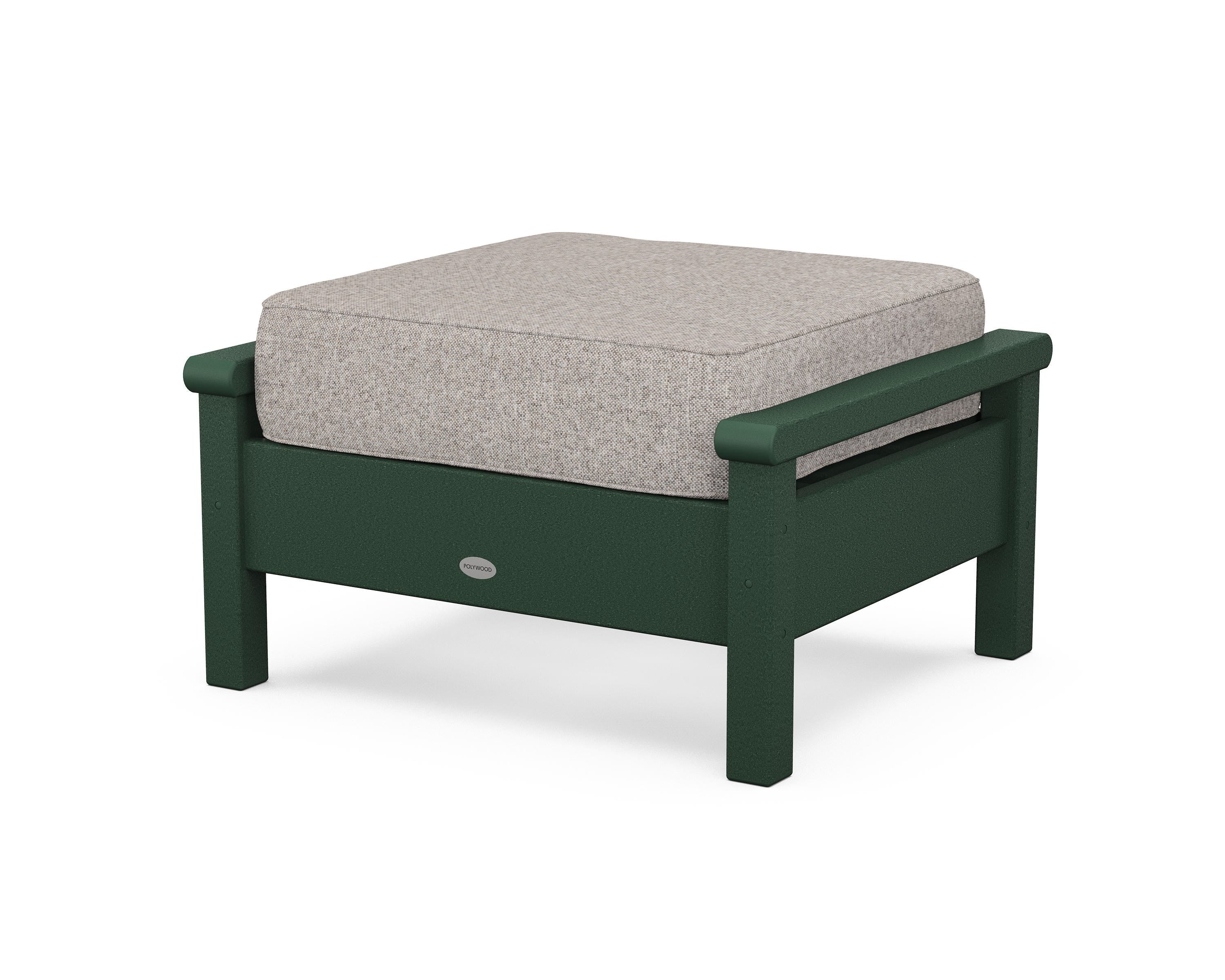 POLYWOOD® Harbour Deep Seating Ottoman in Green / Weathered Tweed