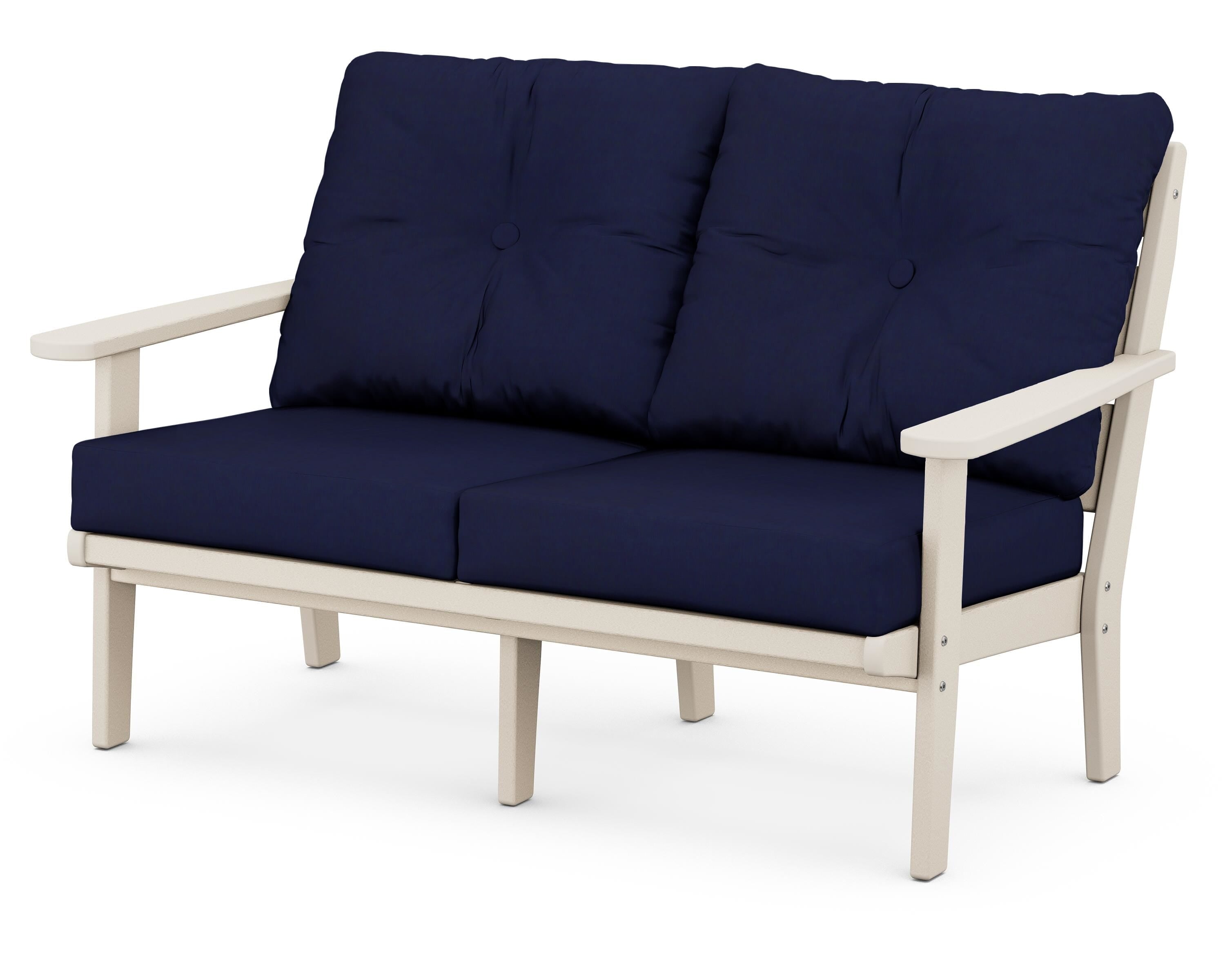 POLYWOOD® Lakeside Deep Seating Loveseat in Sand / Navy