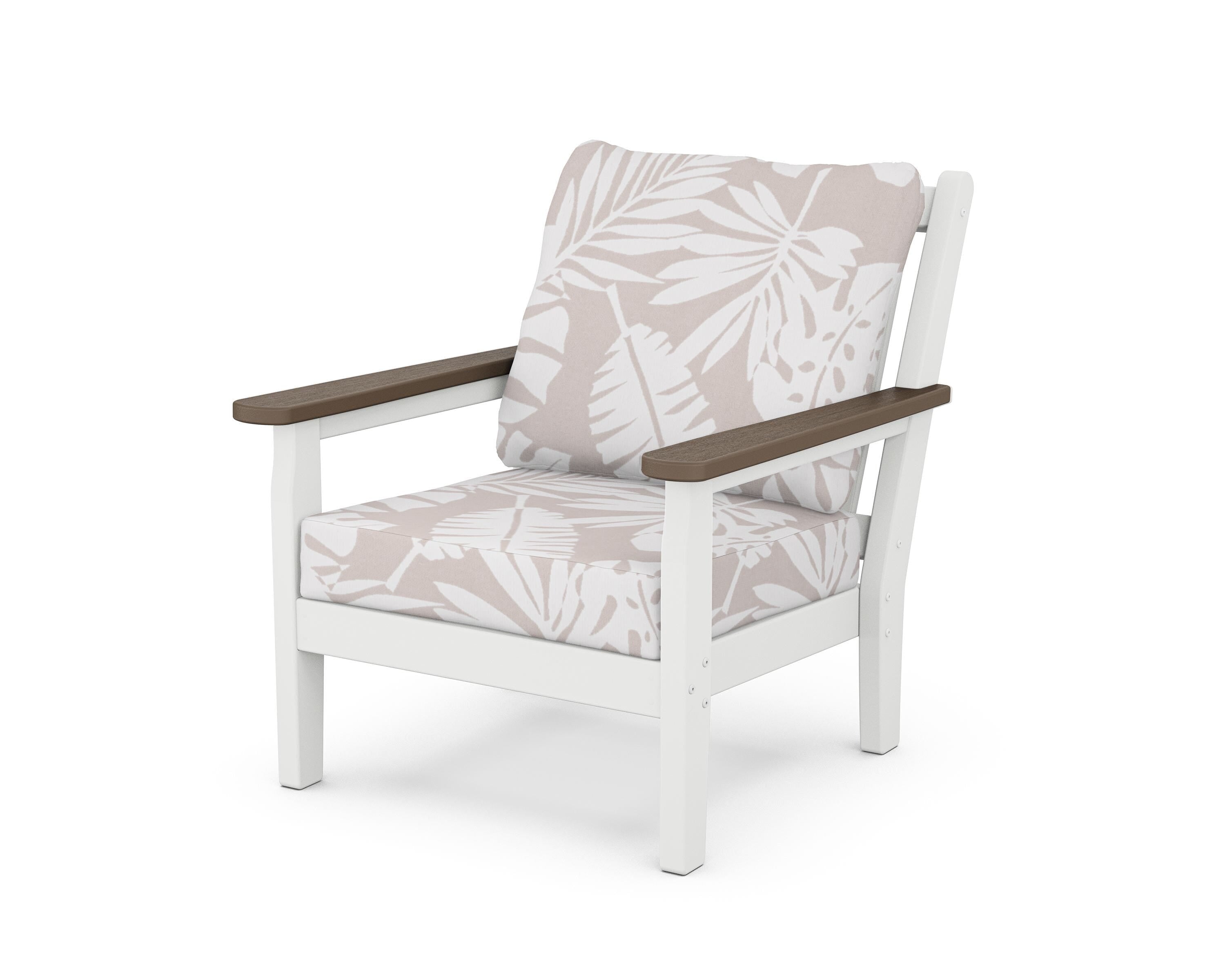 POLYWOOD® Chippendale Deep Seating Chair in White / Kona / Leaf Dune Burlap