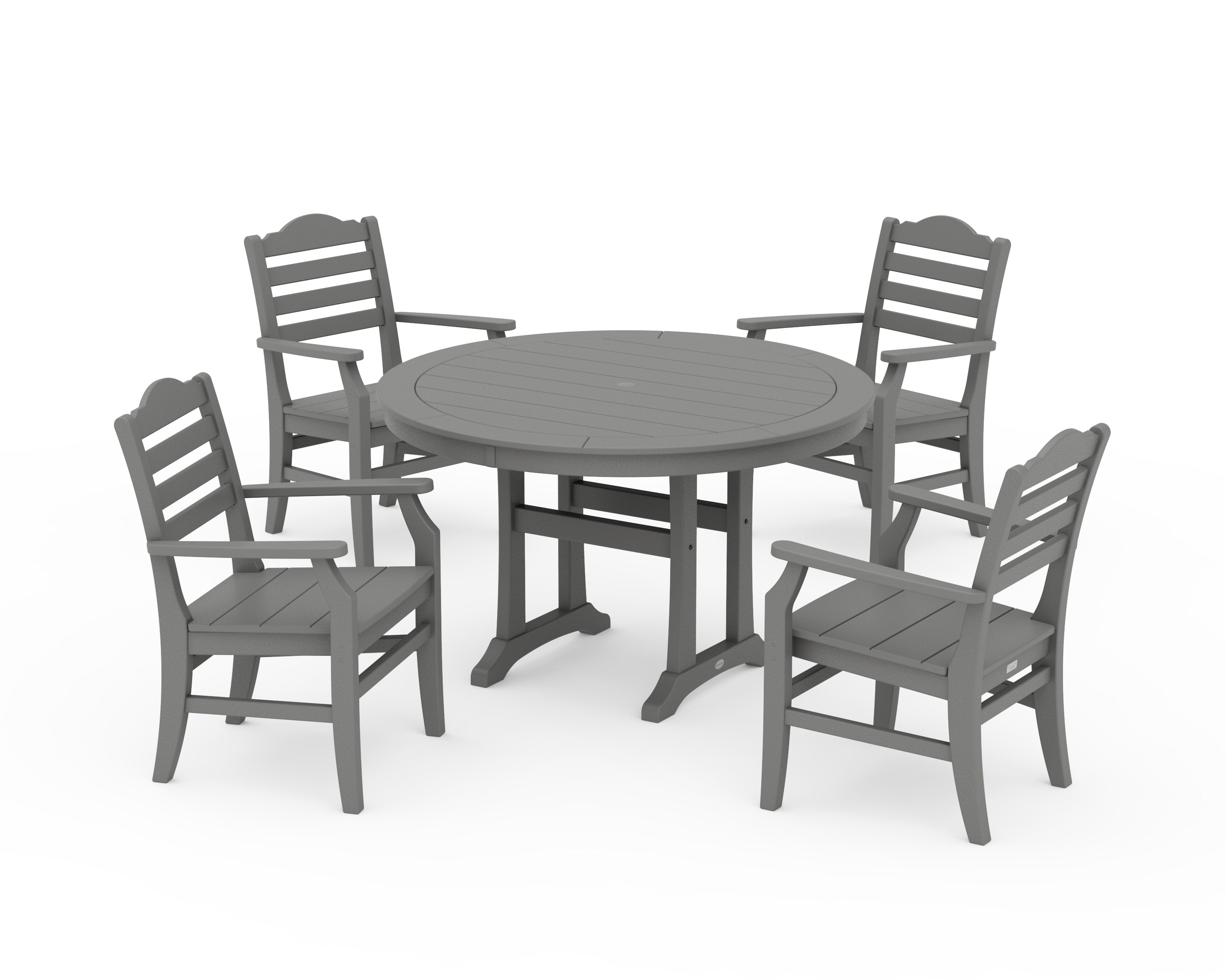 POLYWOOD® Savannah 5-Piece Round Dining Set with Trestle Legs in Slate Grey