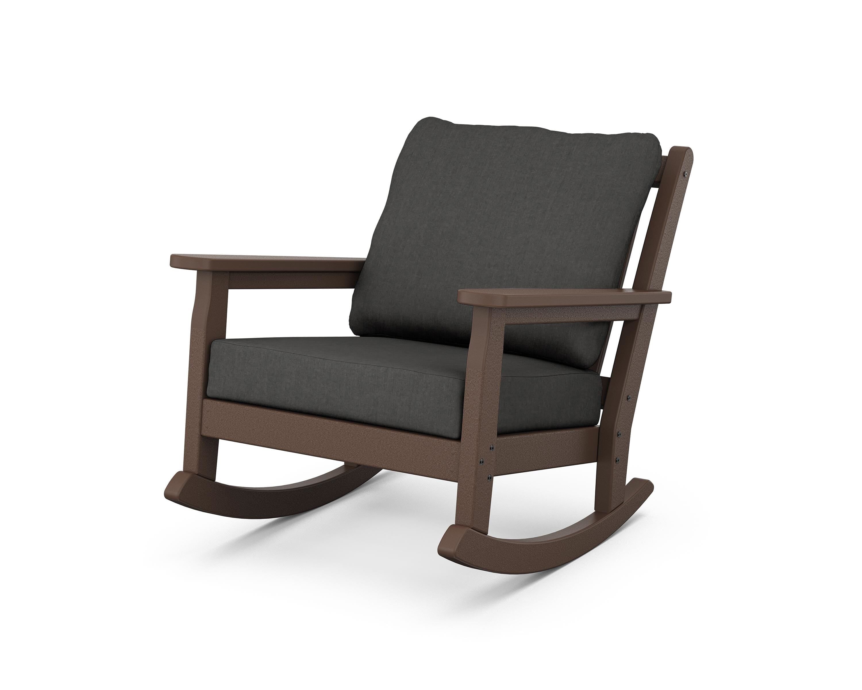 POLYWOOD® Chippendale Deep Seating Rocking Chair in Mahogany / Spectrum Carbon