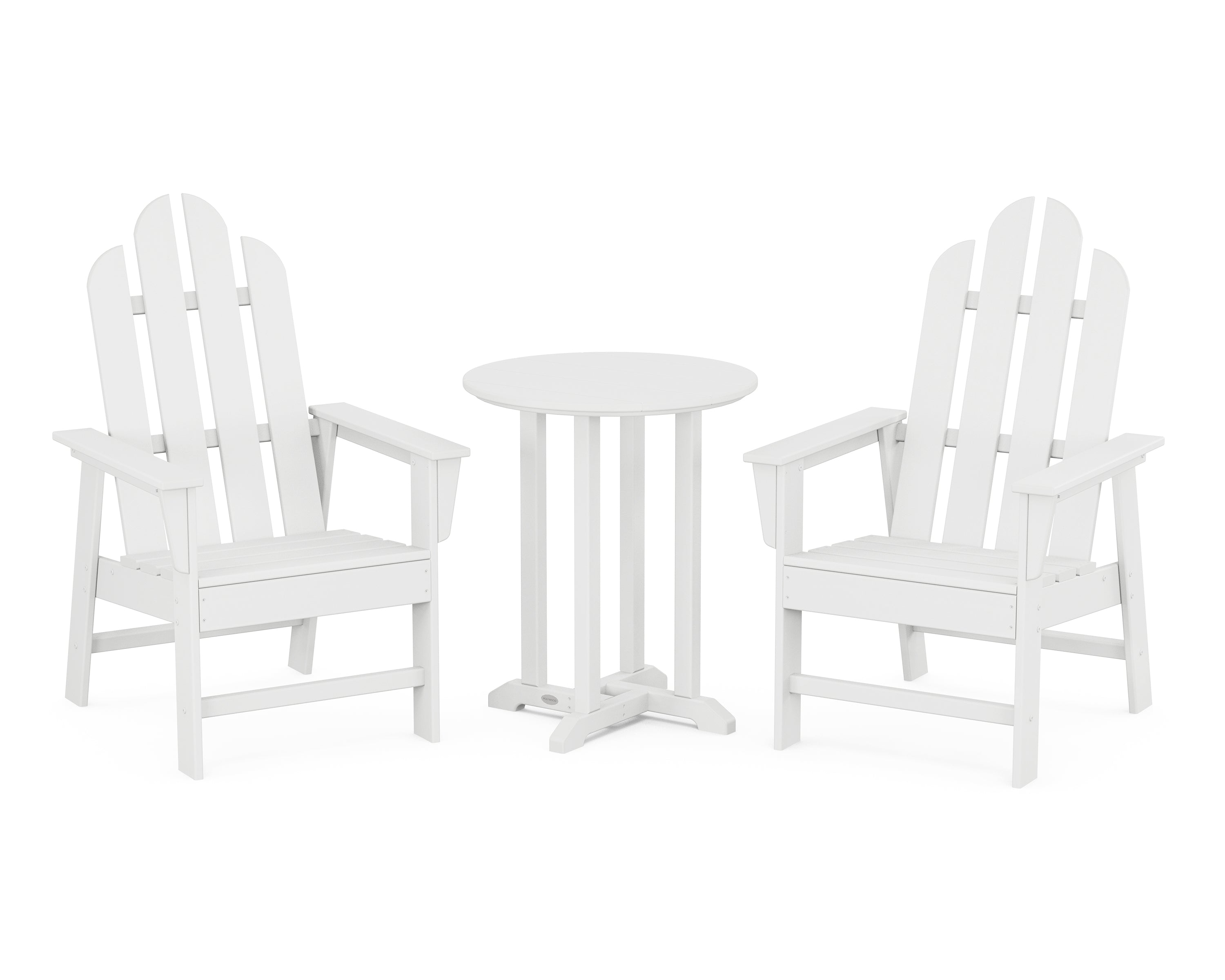 POLYWOOD® Long Island 3-Piece Round Bistro Dining Set in White