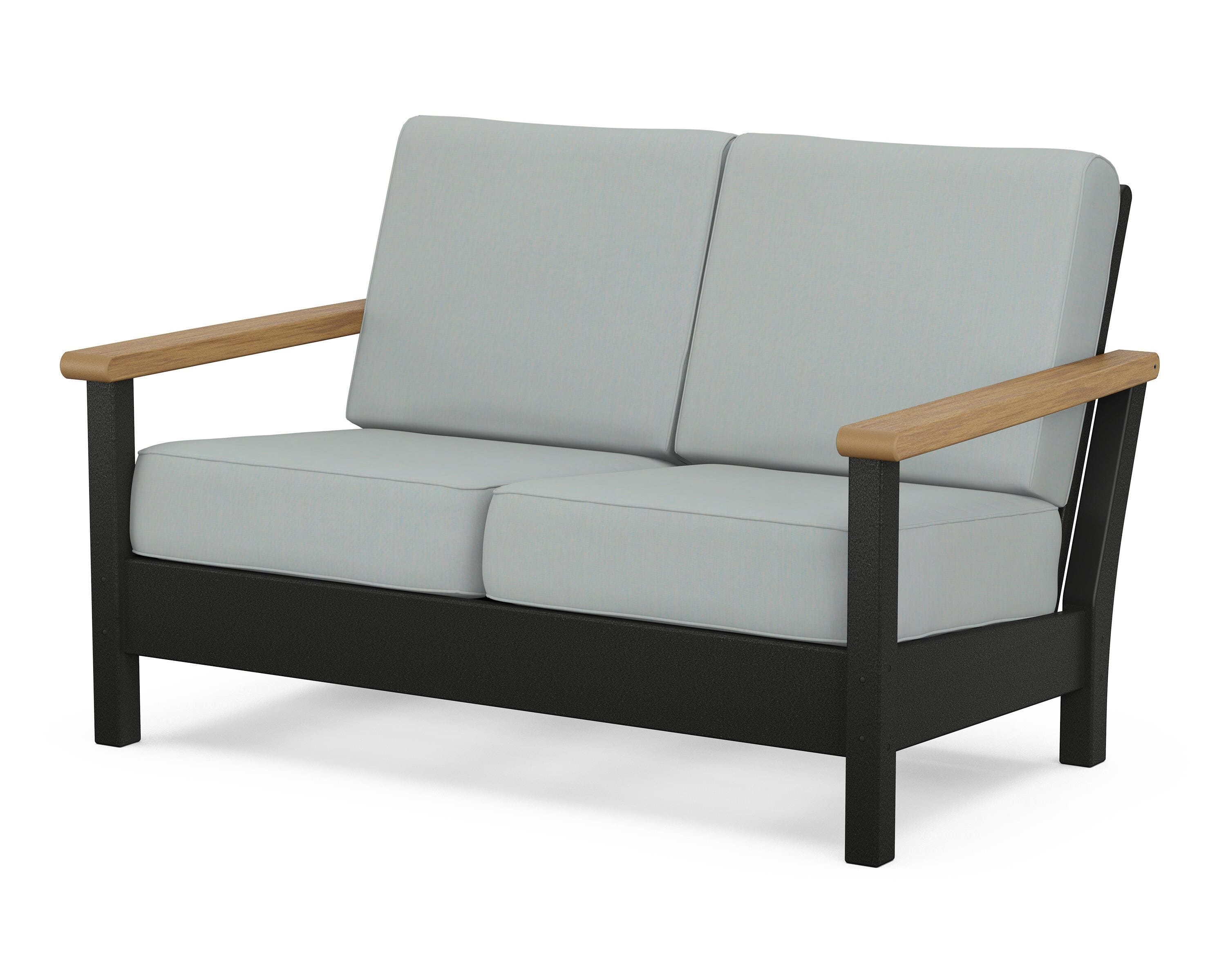 POLYWOOD® Harbour Deep Seating Loveseat in Black / Natural / Spa