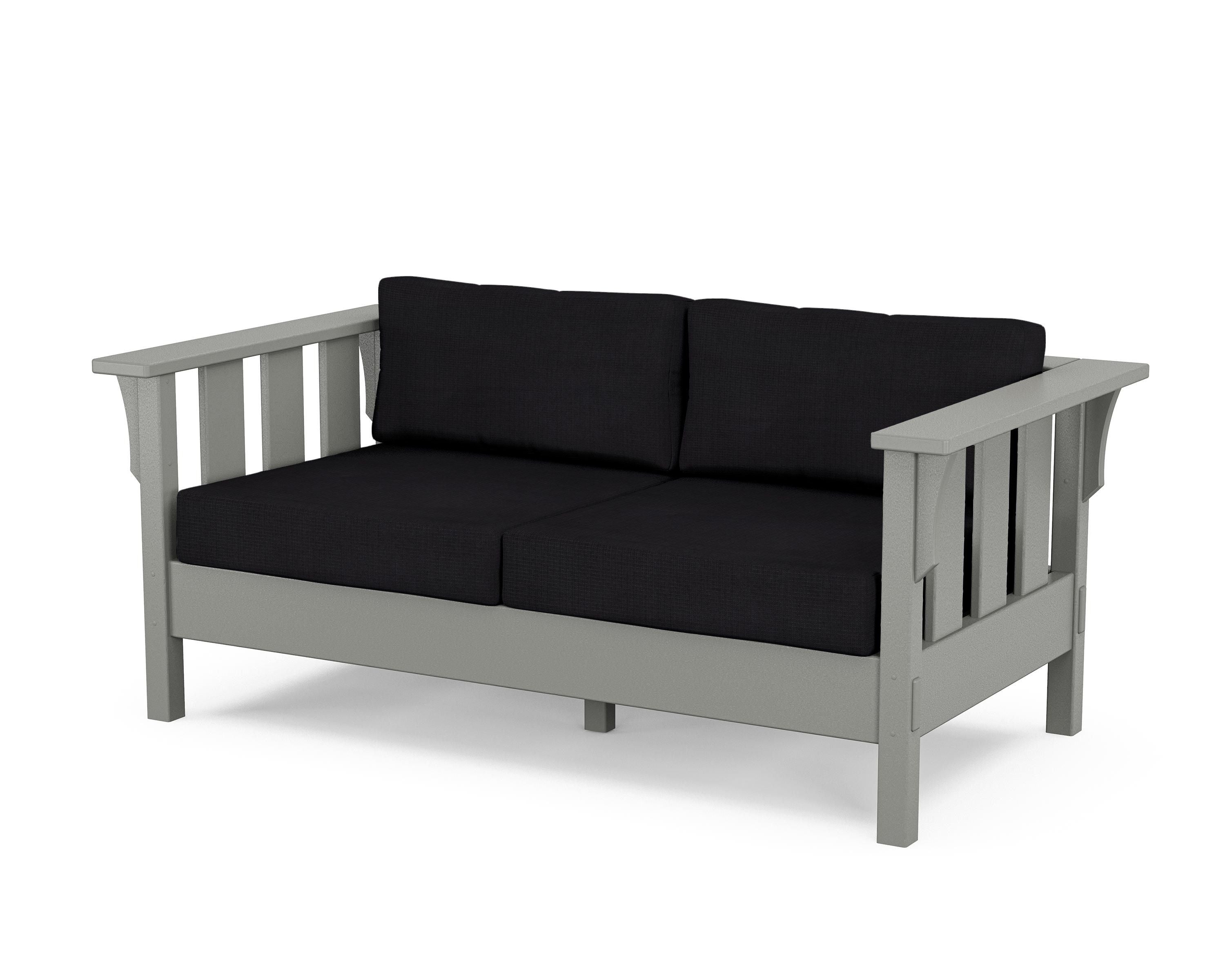 Martha Stewart by POLYWOOD® Acadia Deep Seating Loveseat in Slate Grey / Midnight Linen
