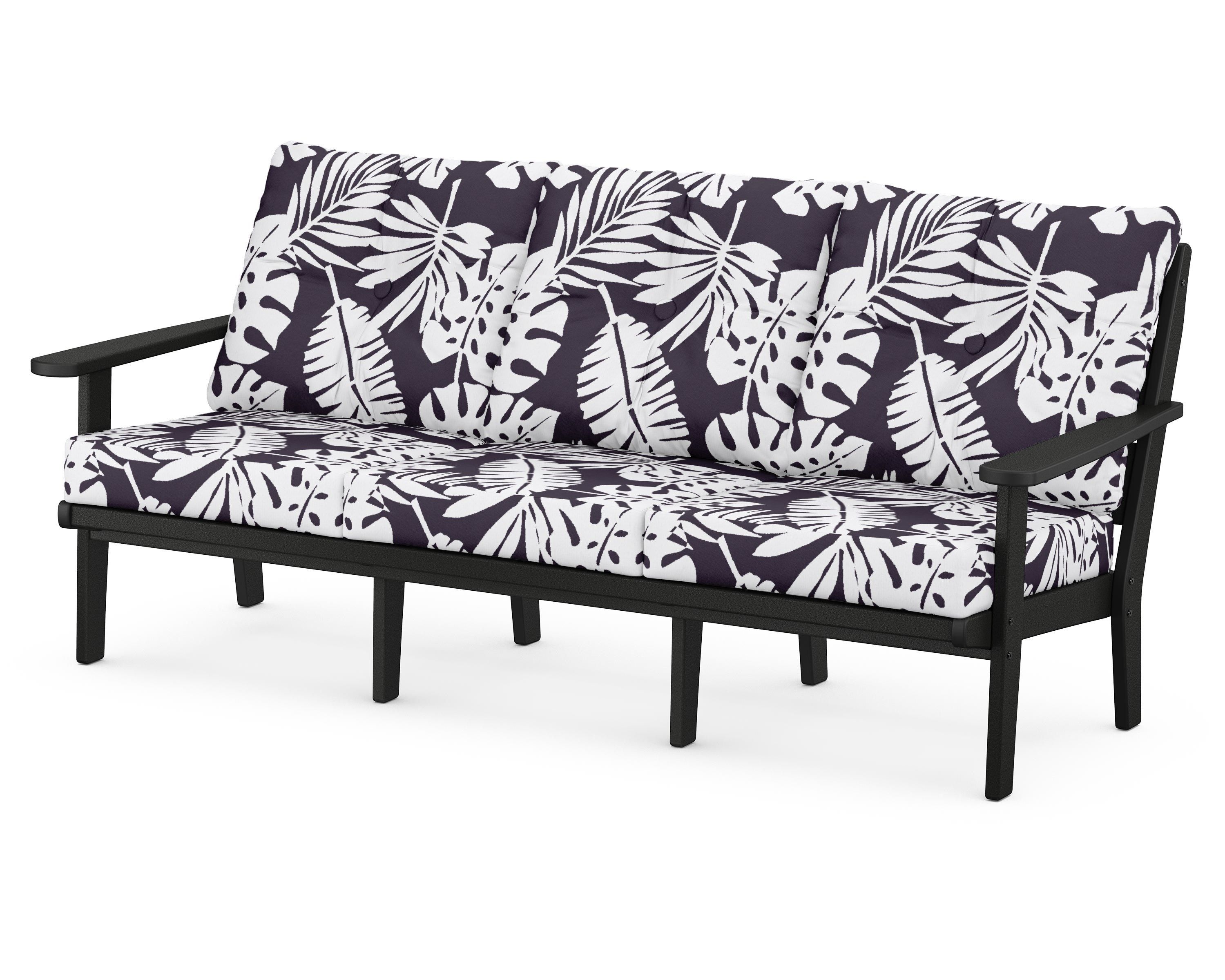 POLYWOOD® Lakeside Deep Seating Sofa in Black / Leaf Navy