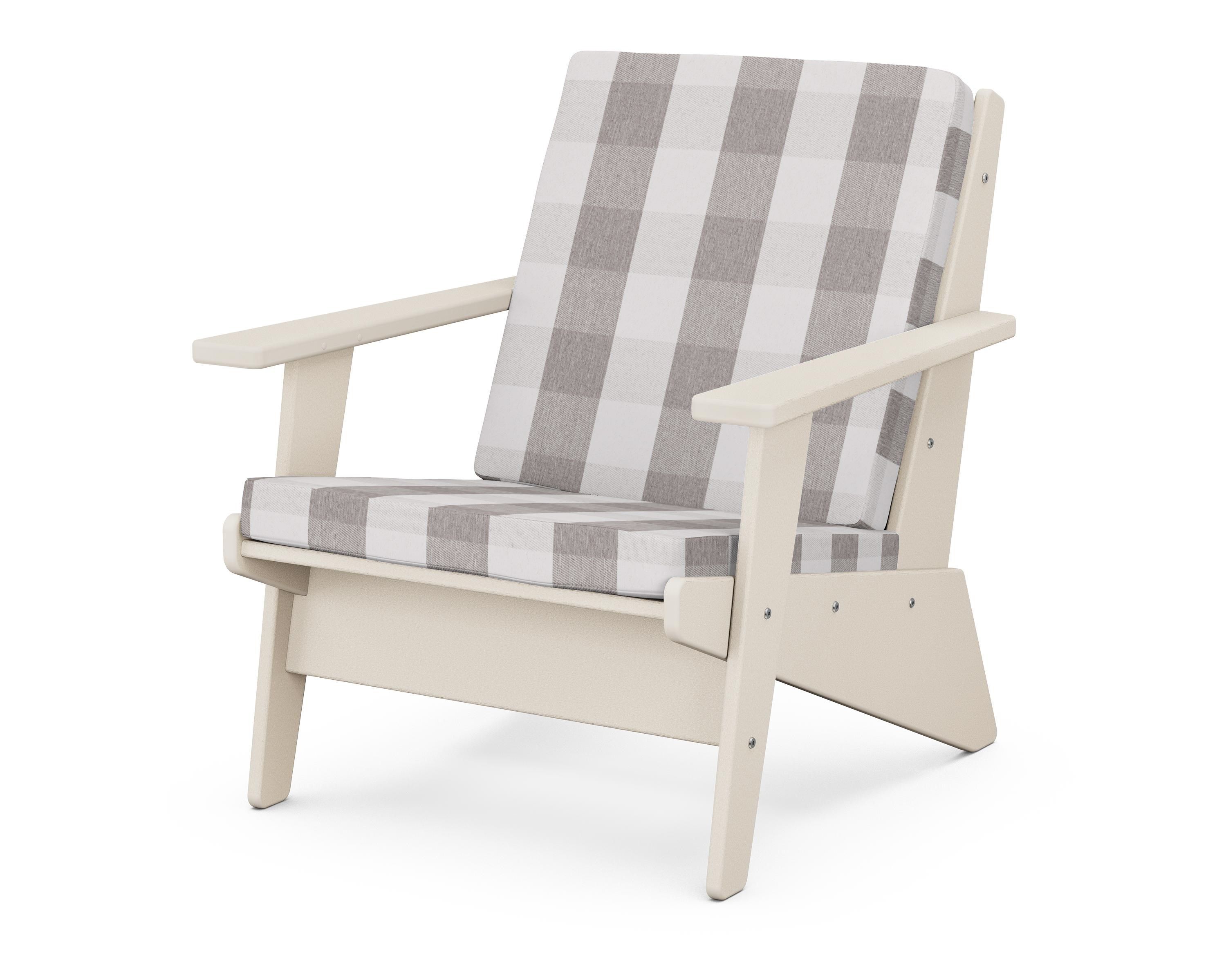 POLYWOOD® Riviera Modern Lounge Chair in Sand / Buffalo Plaid Grey Mist