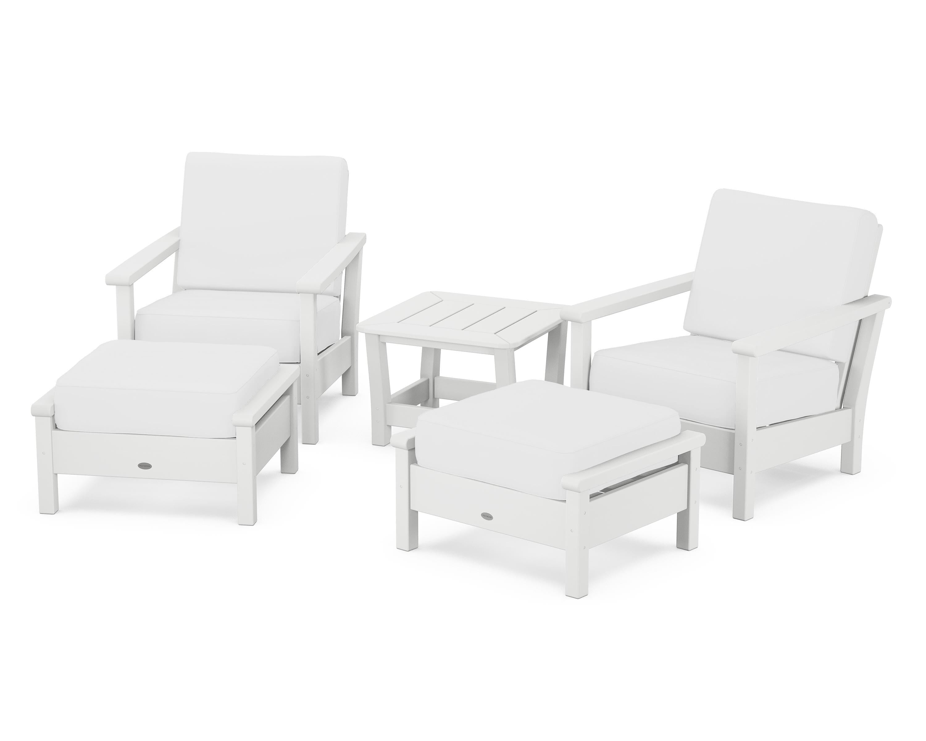 POLYWOOD® Harbour 5-Piece Deep Seating Chair Set in White / Natural