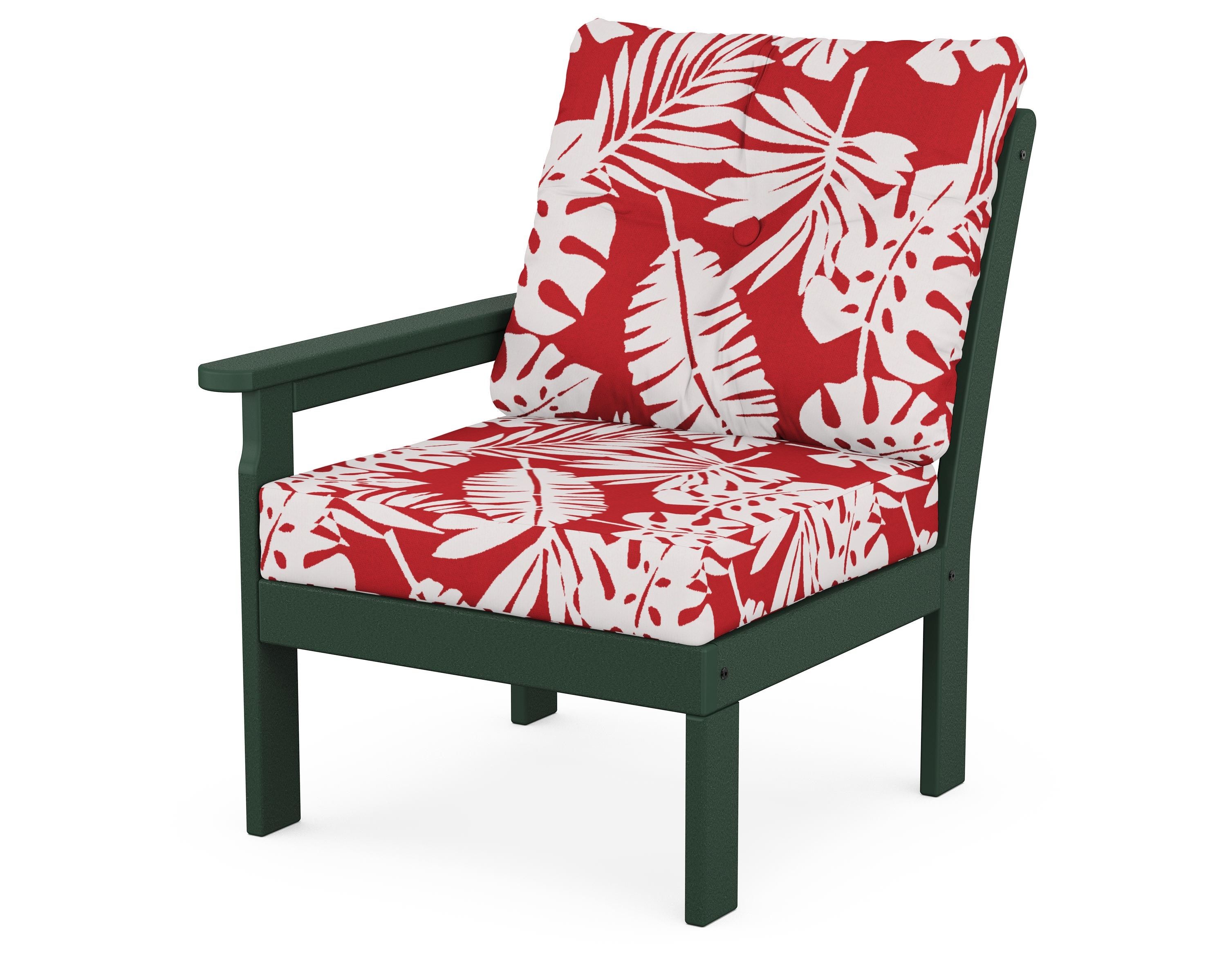 POLYWOOD® Vineyard Modular Left Arm Chair in Green / Leaf Crimson