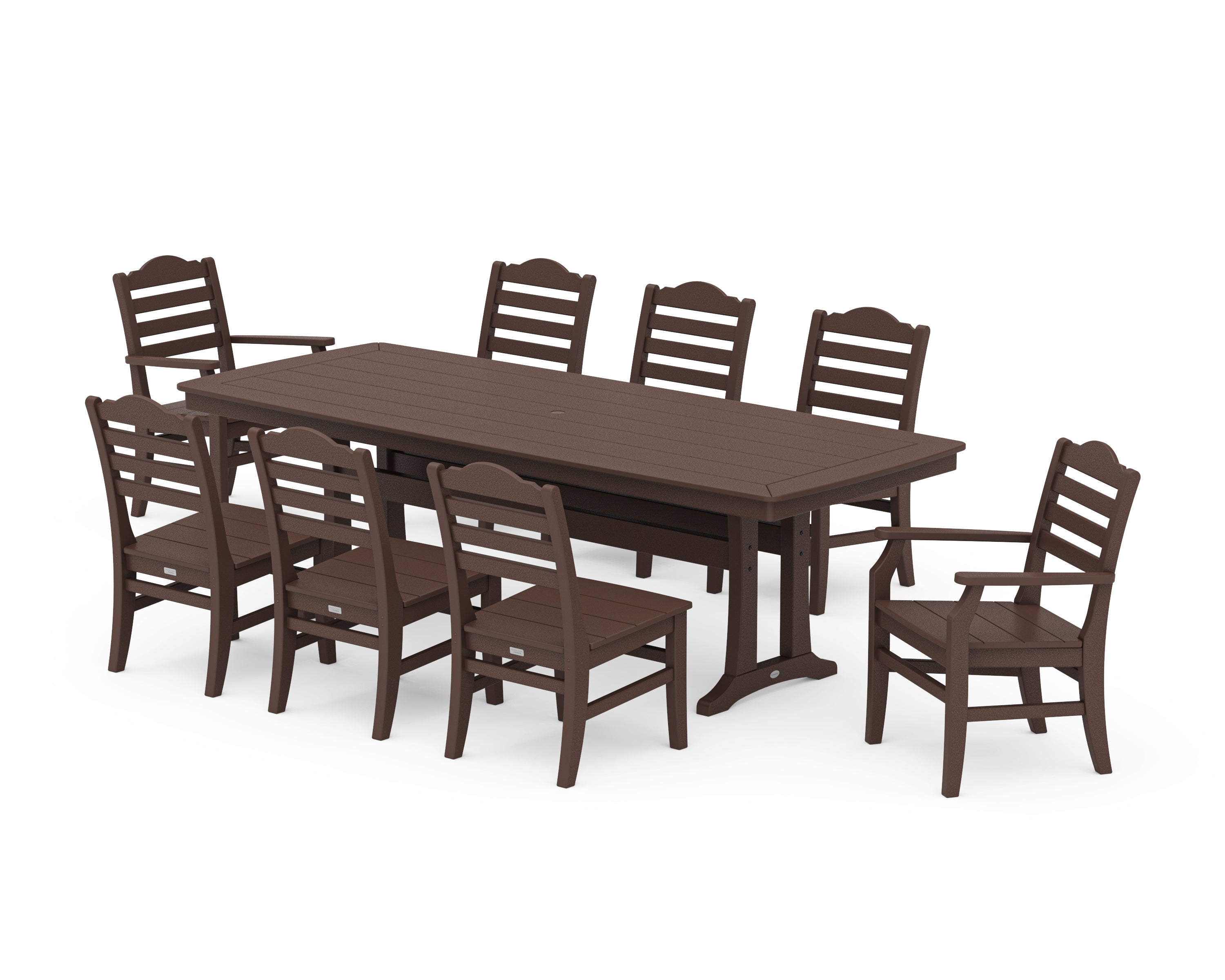 POLYWOOD® Savannah 9-Piece Dining Set with Trestle Legs in Mahogany