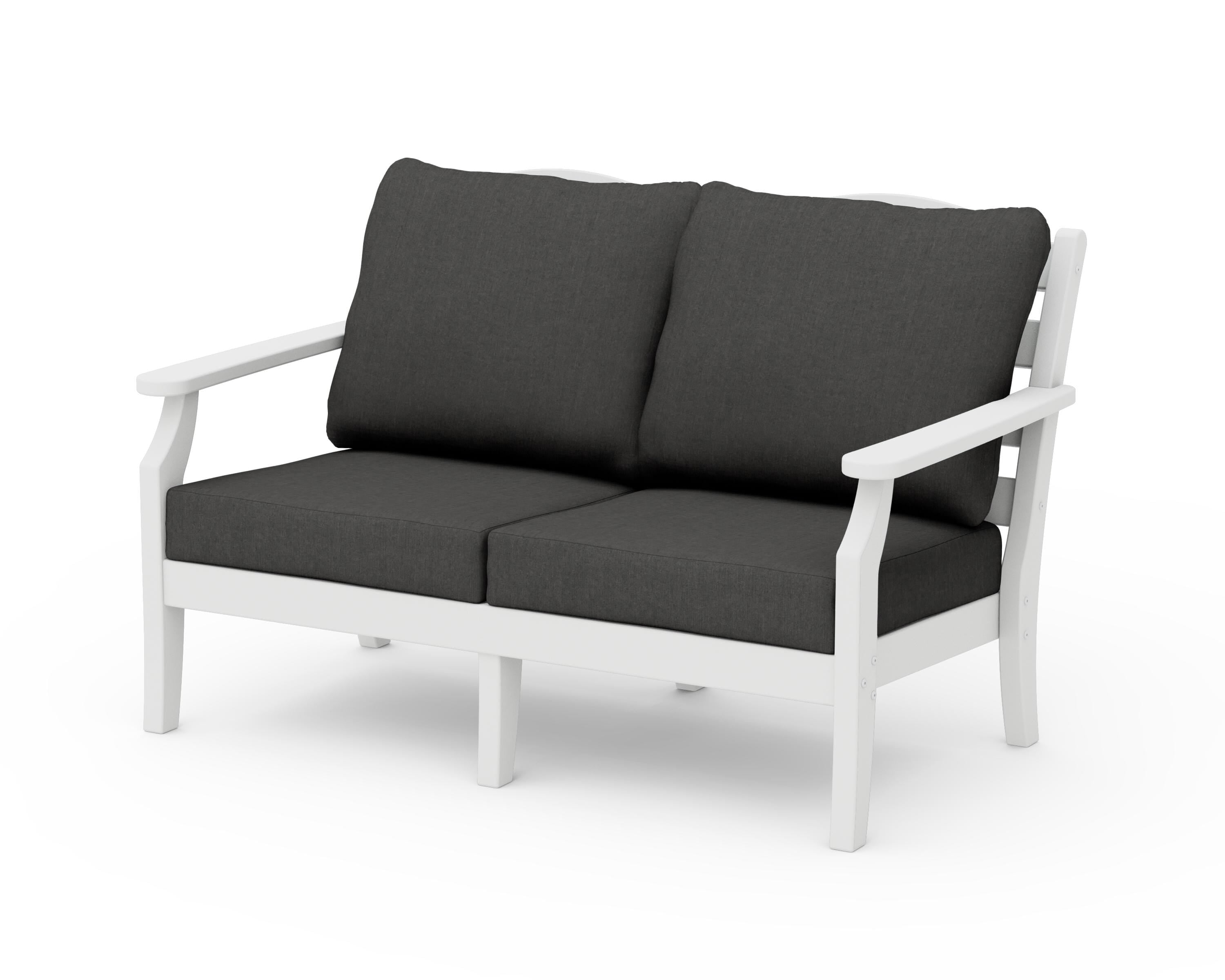Draper James™ by POLYWOOD® Savannah Deep Seating Loveseat in White / Spectrum Carbon