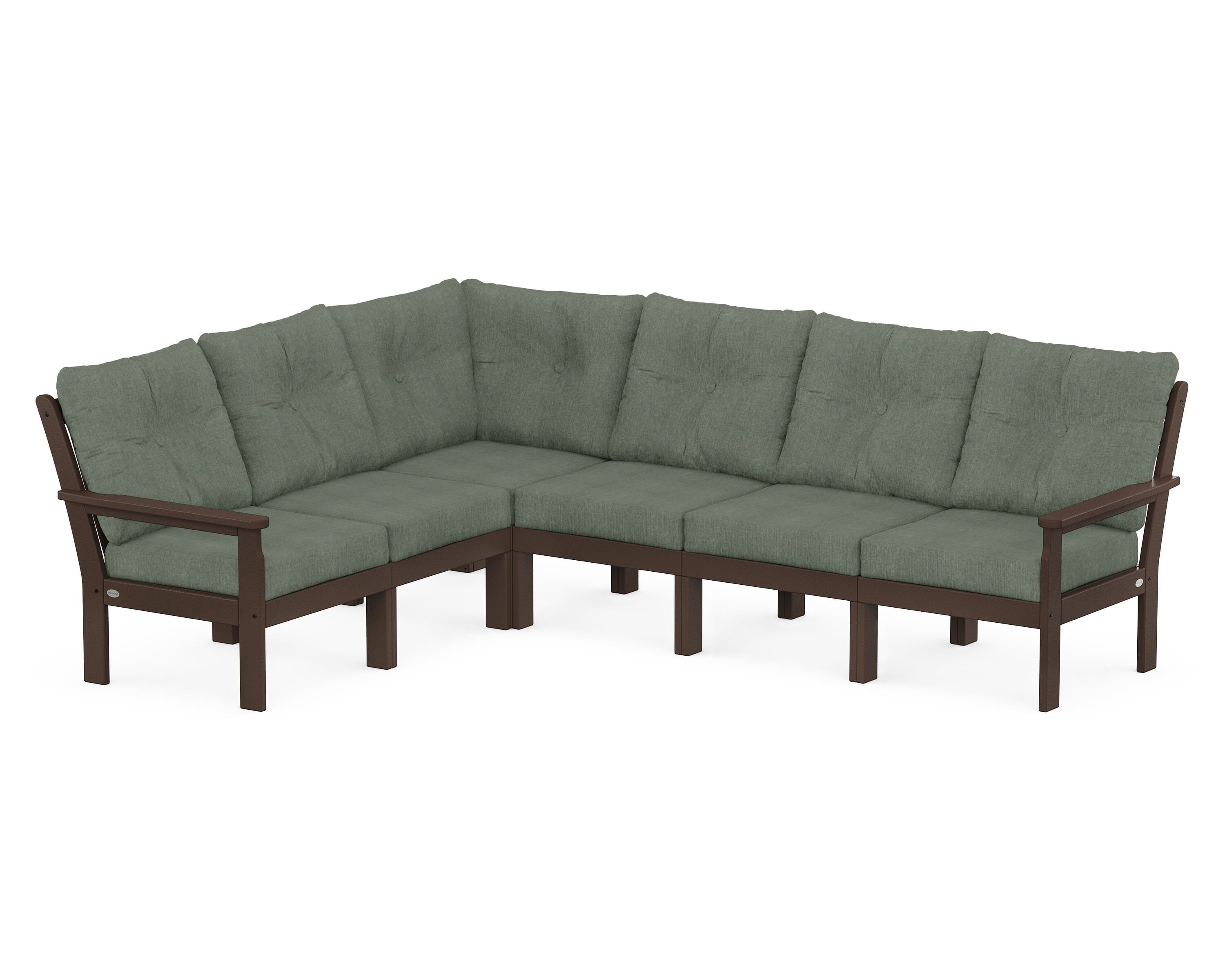 POLYWOOD® Vineyard 6-Piece Sectional in Mahogany / Cast Sage
